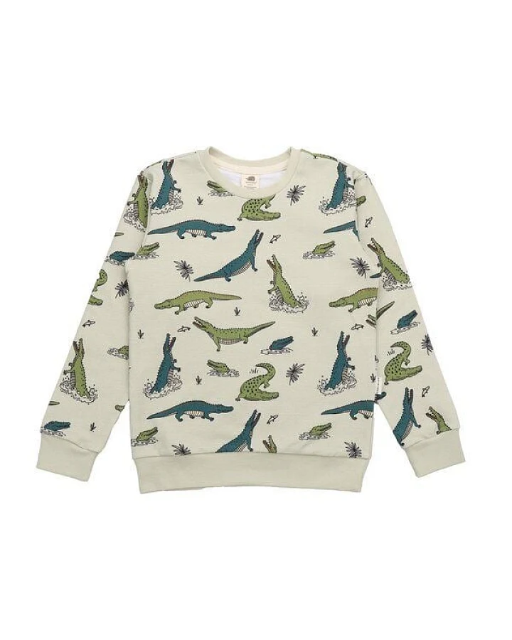 Kinder Sweatshirt GOTS-zertifiziert aus Bio-Baumwolle mit Krokodil-Muster – Walkiddy