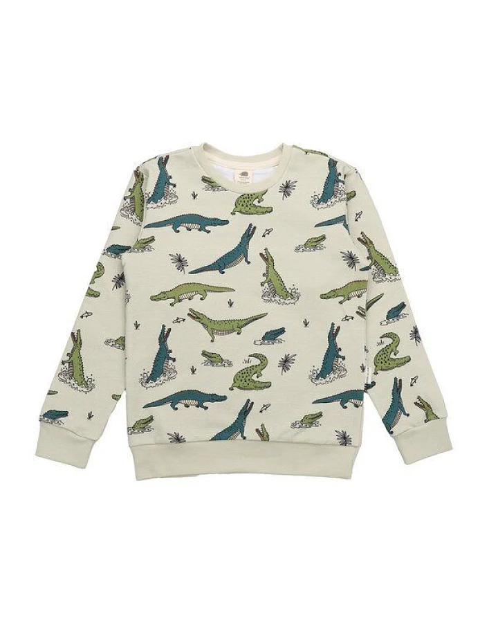 Kinder Sweatshirt GOTS-zertifiziert aus Bio-Baumwolle mit Krokodil-Muster – Walkiddy