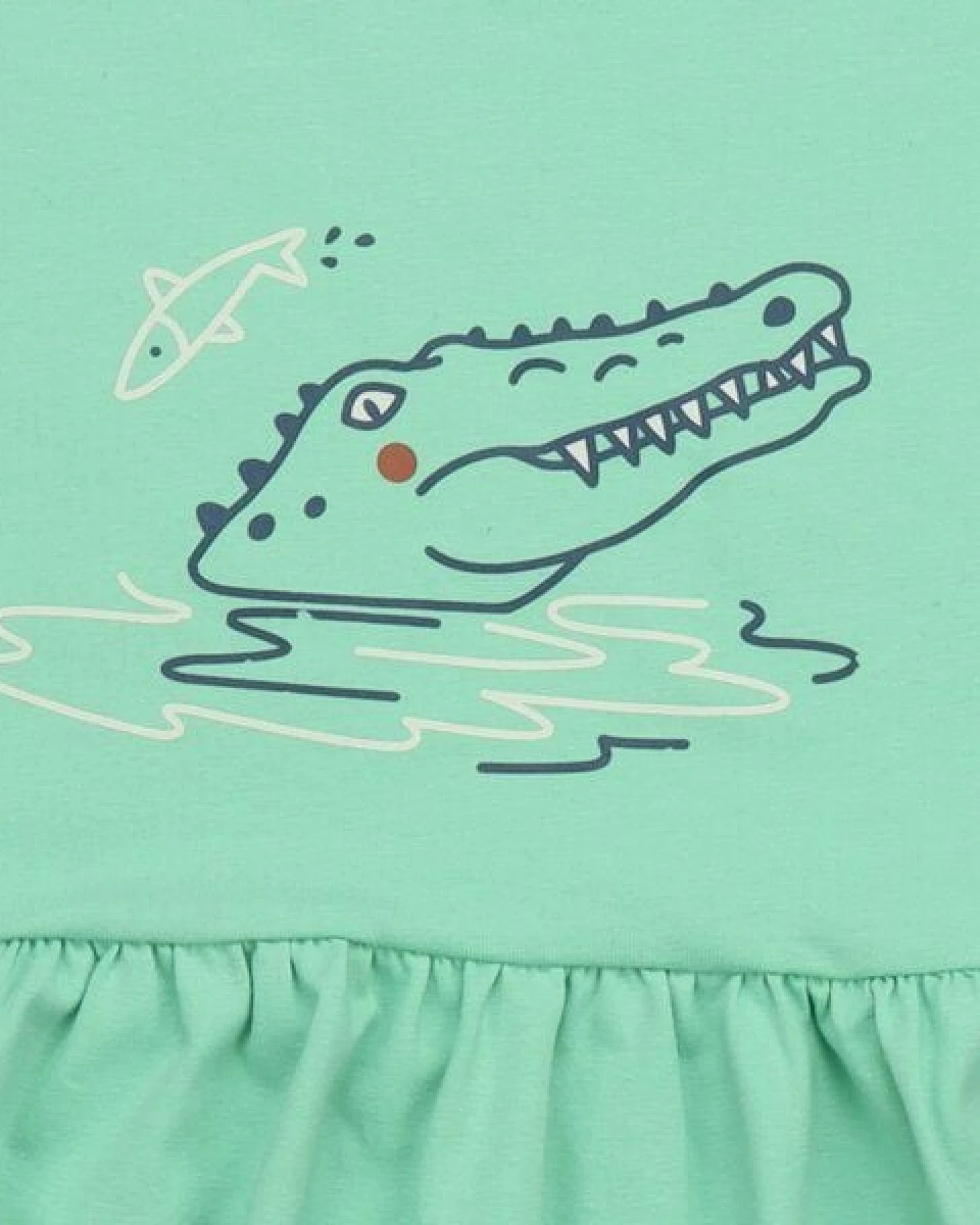Kleinkinder Kleid GOTS zertifiziert, mint, Krokodil-Print, Kurzarm, weich – Walkiddy – Ansicht 3