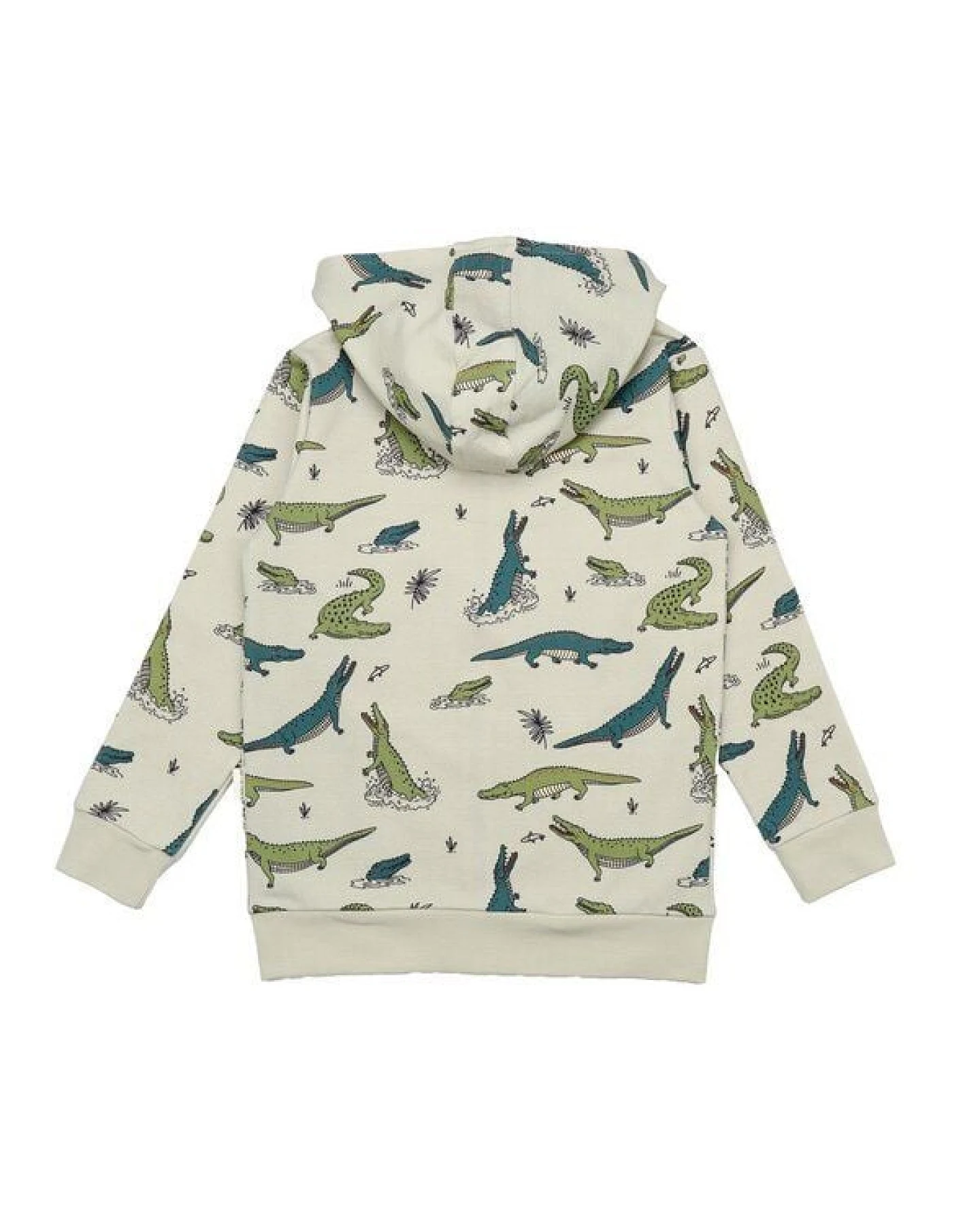 Kinder Sweatjacke – Kapuze & Reißverschluss, Naturton mit Krokodil-Print, bequem – Ansicht 4