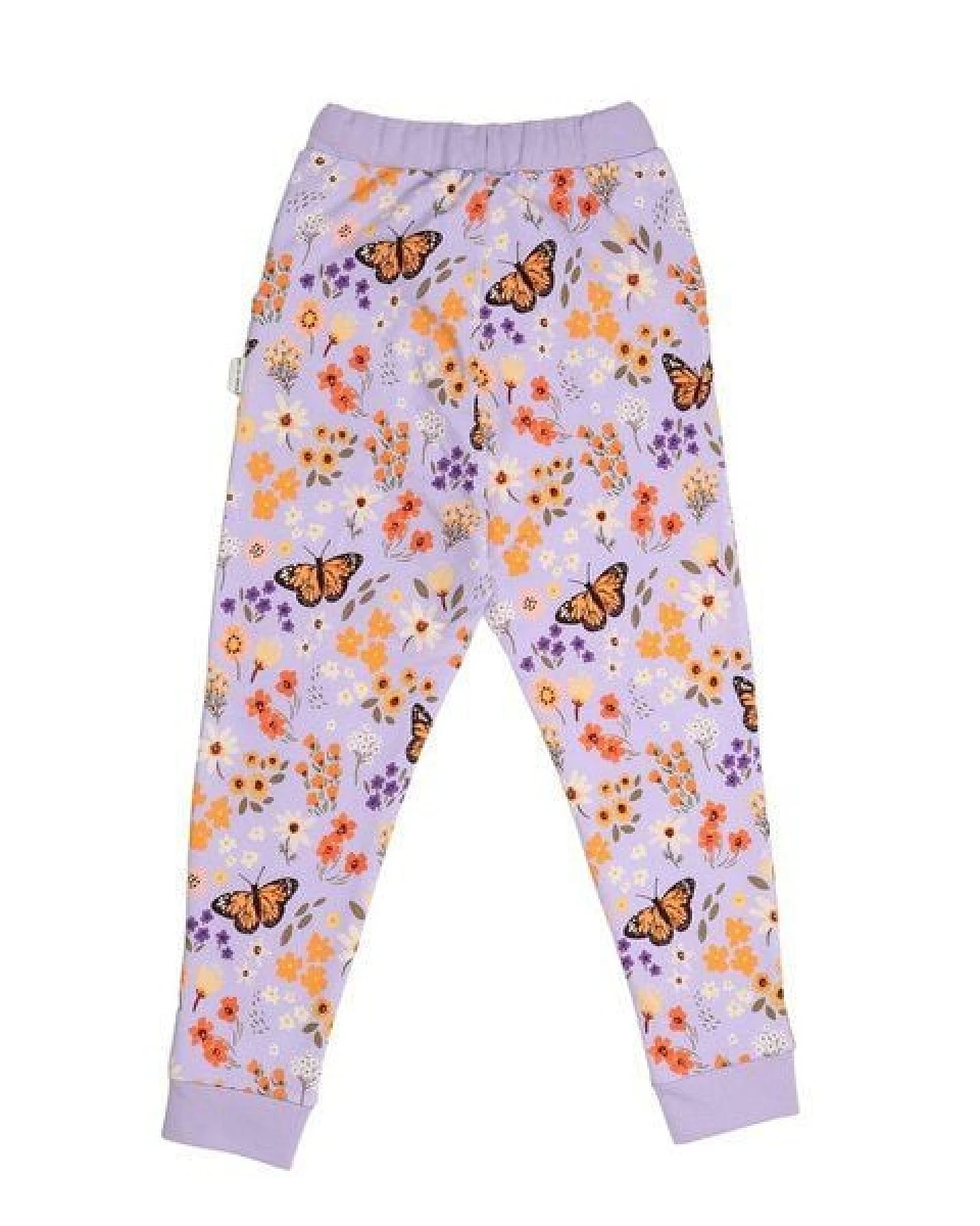 Kinder Jogginghose GOTS-zertifiziert aus Bio-Baumwolle mit Blumen-und-Schmetterlings-Muster – Walkiddy – Ansicht 4