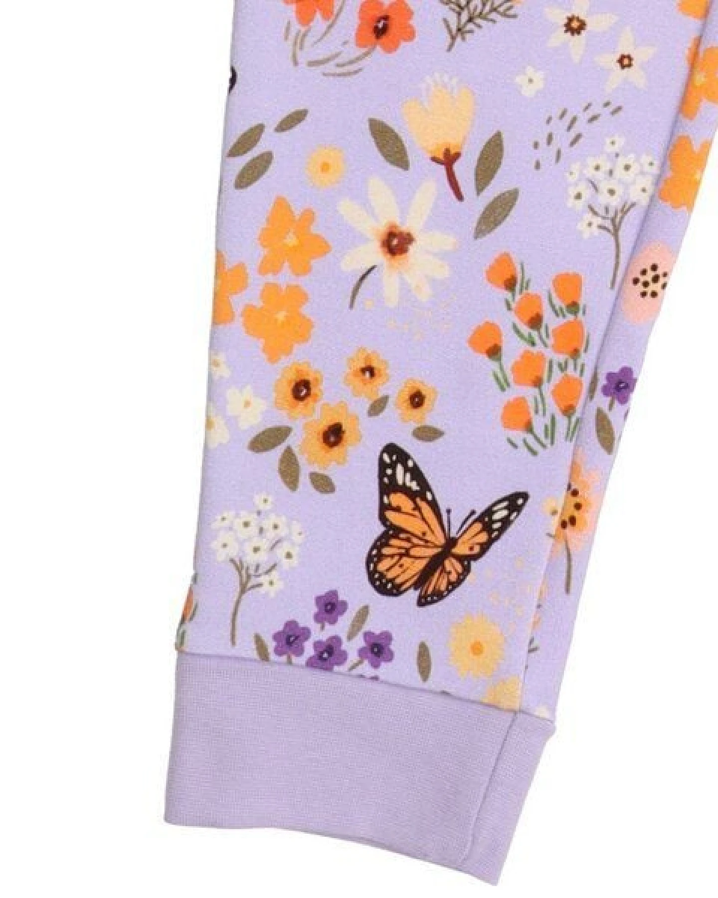 Kinder Jogginghose GOTS-zertifiziert aus Bio-Baumwolle mit Blumen-und-Schmetterlings-Muster – Walkiddy – Ansicht 3