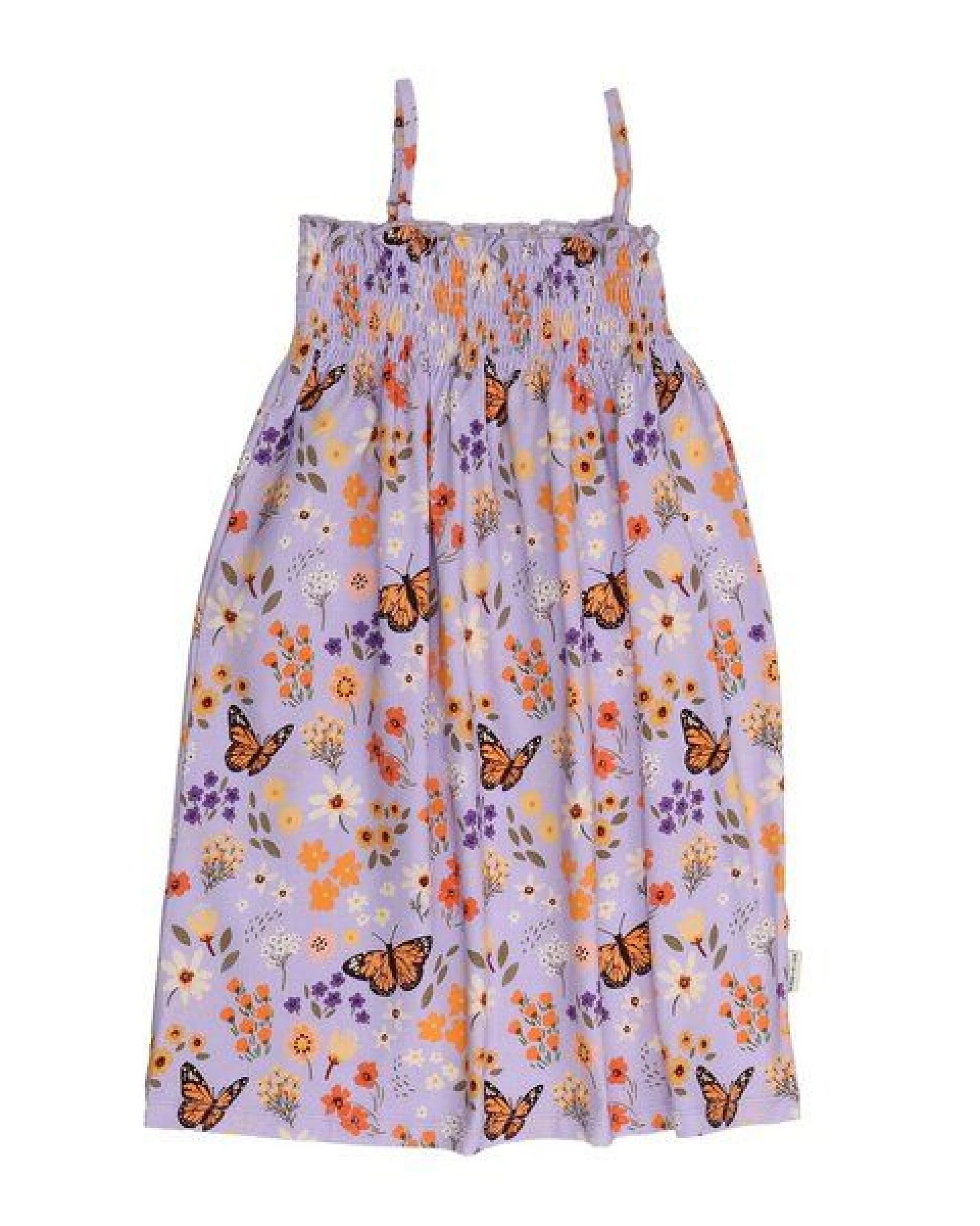 Kinder Trägerkleid GOTS-zertifiziert aus Bio-Baumwolle mit Blumen-und-Schmetterlings-Muster – Walkiddy – Ansicht 2