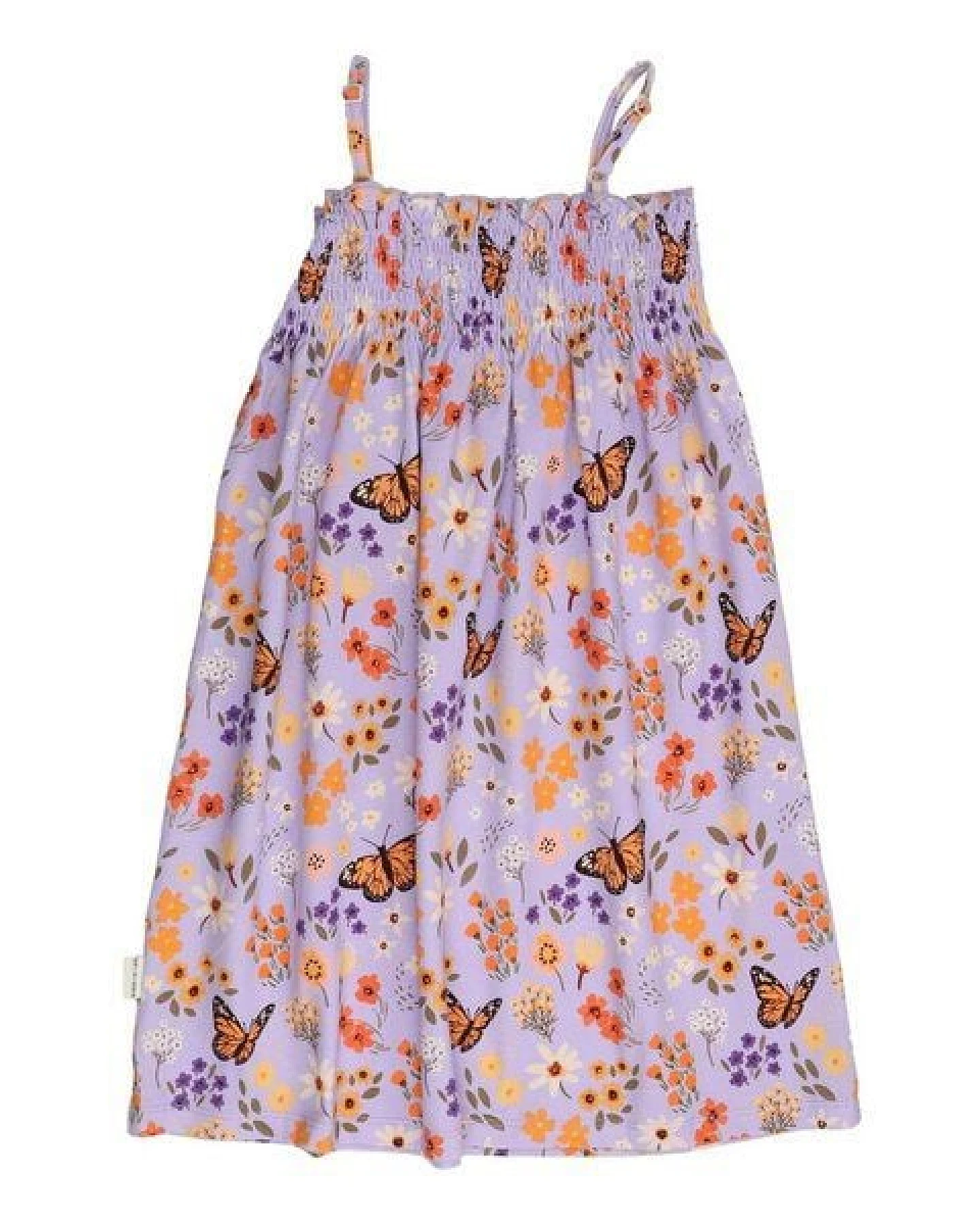 Kinder Trägerkleid GOTS-zertifiziert aus Bio-Baumwolle mit Blumen-und-Schmetterlings-Muster – Walkiddy – Ansicht 4