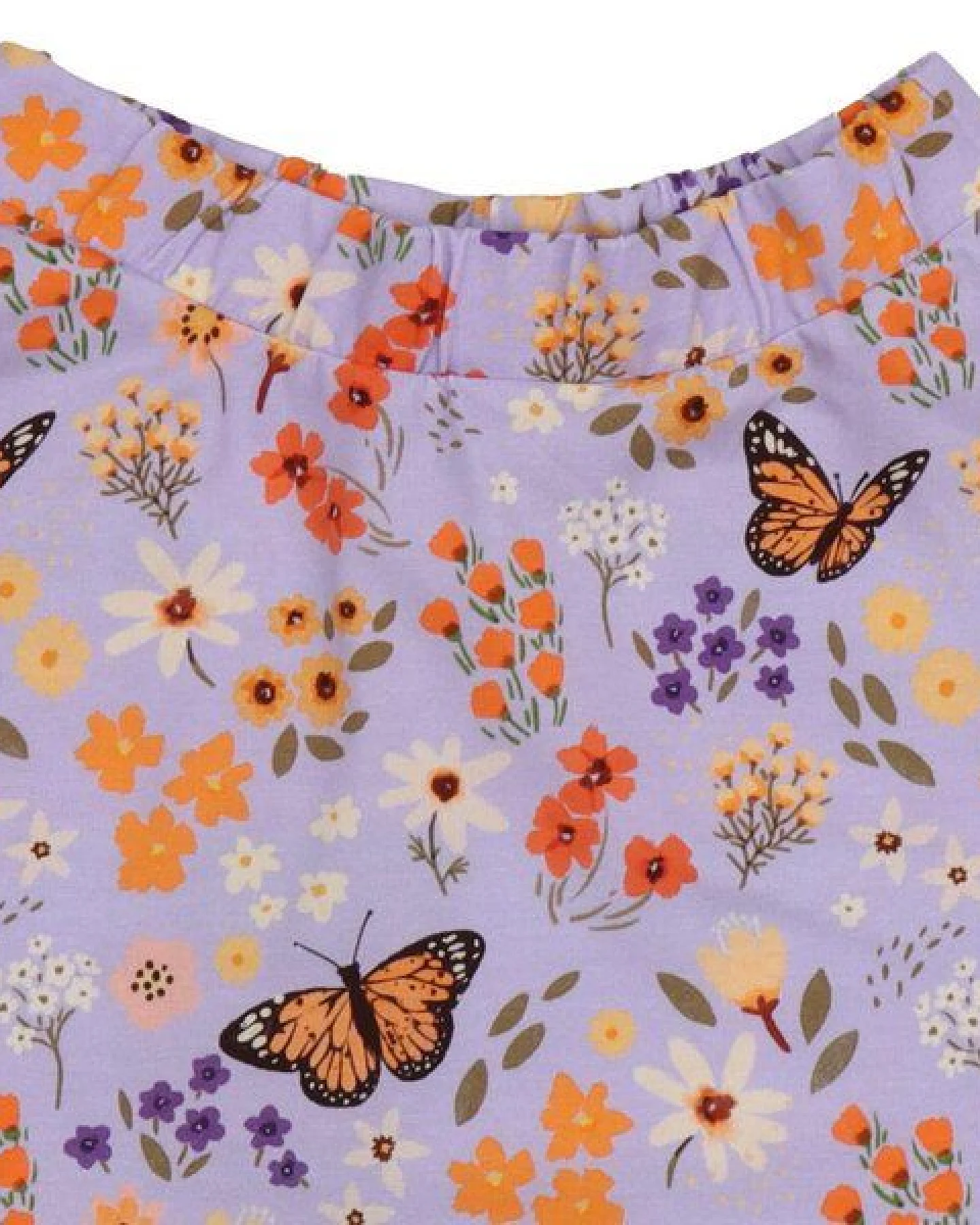 Kinder Rock Bio-Baumwolle GOTS Flowers and Butterflies lila A-Linienrock von Walkiddy, nachhaltig, hautfreundlich, fair produziert, bequemer Mädchenrock für jeden Tag – Ansicht 3