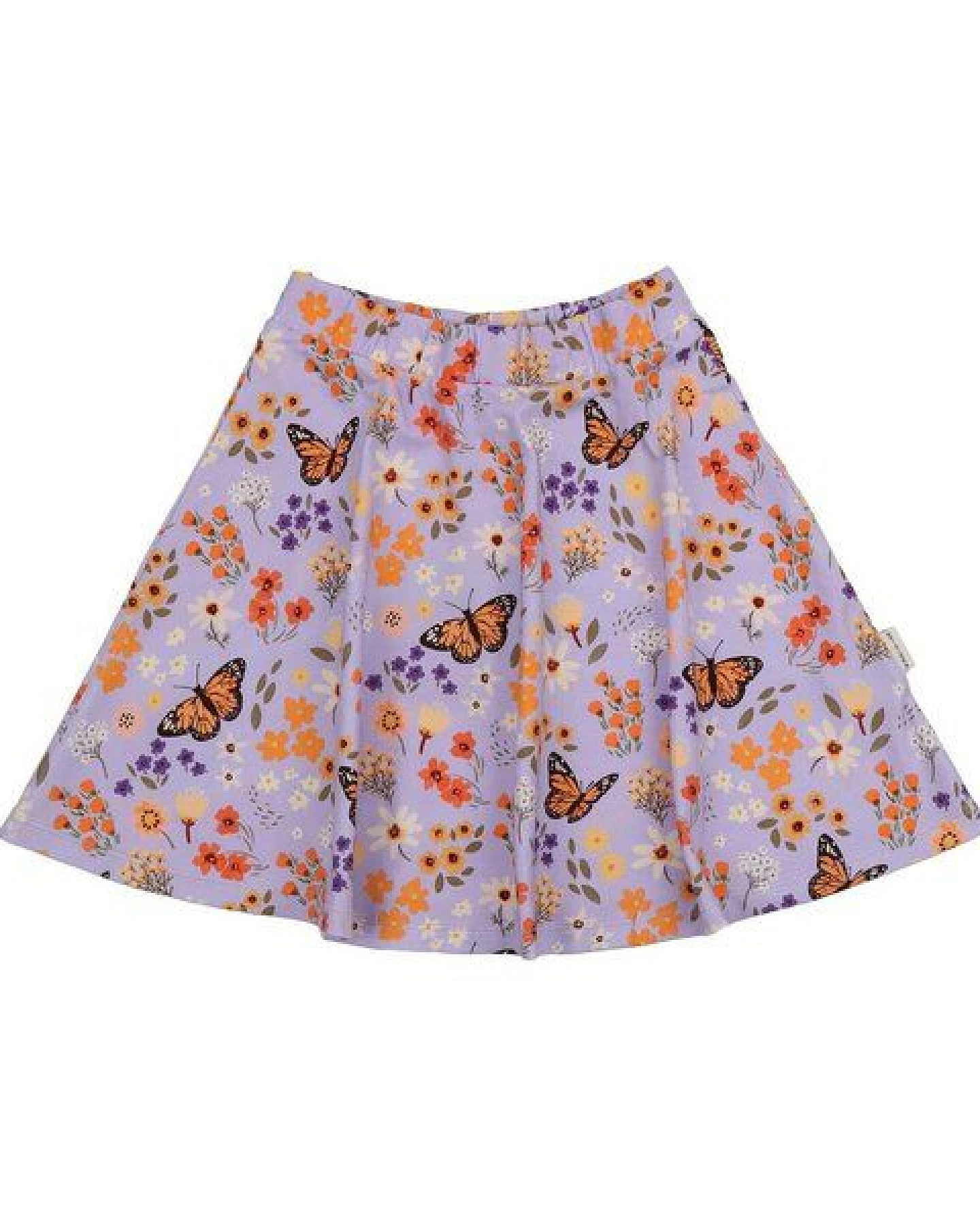 Kinder Rock Bio-Baumwolle GOTS Flowers and Butterflies lila A-Linienrock von Walkiddy, nachhaltig, hautfreundlich, fair produziert, bequemer Mädchenrock für jeden Tag – Ansicht 4