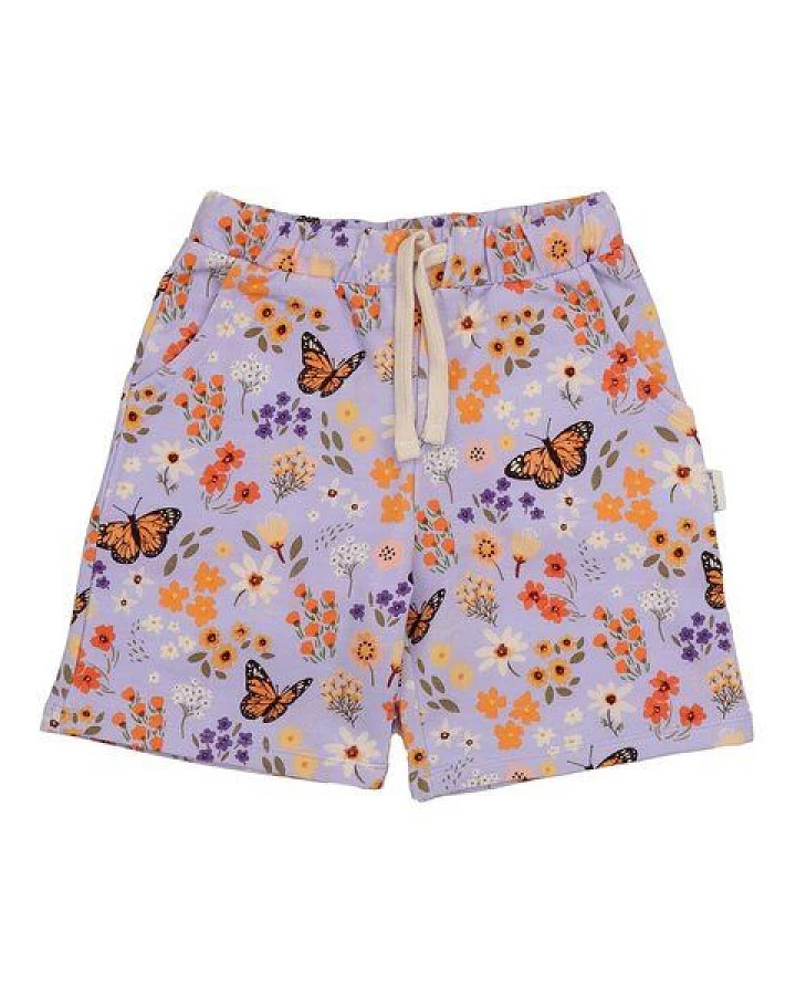 Shorts Bio-Baumwolle elastisch – Walkiddy, Blumen & Schmetterlinge