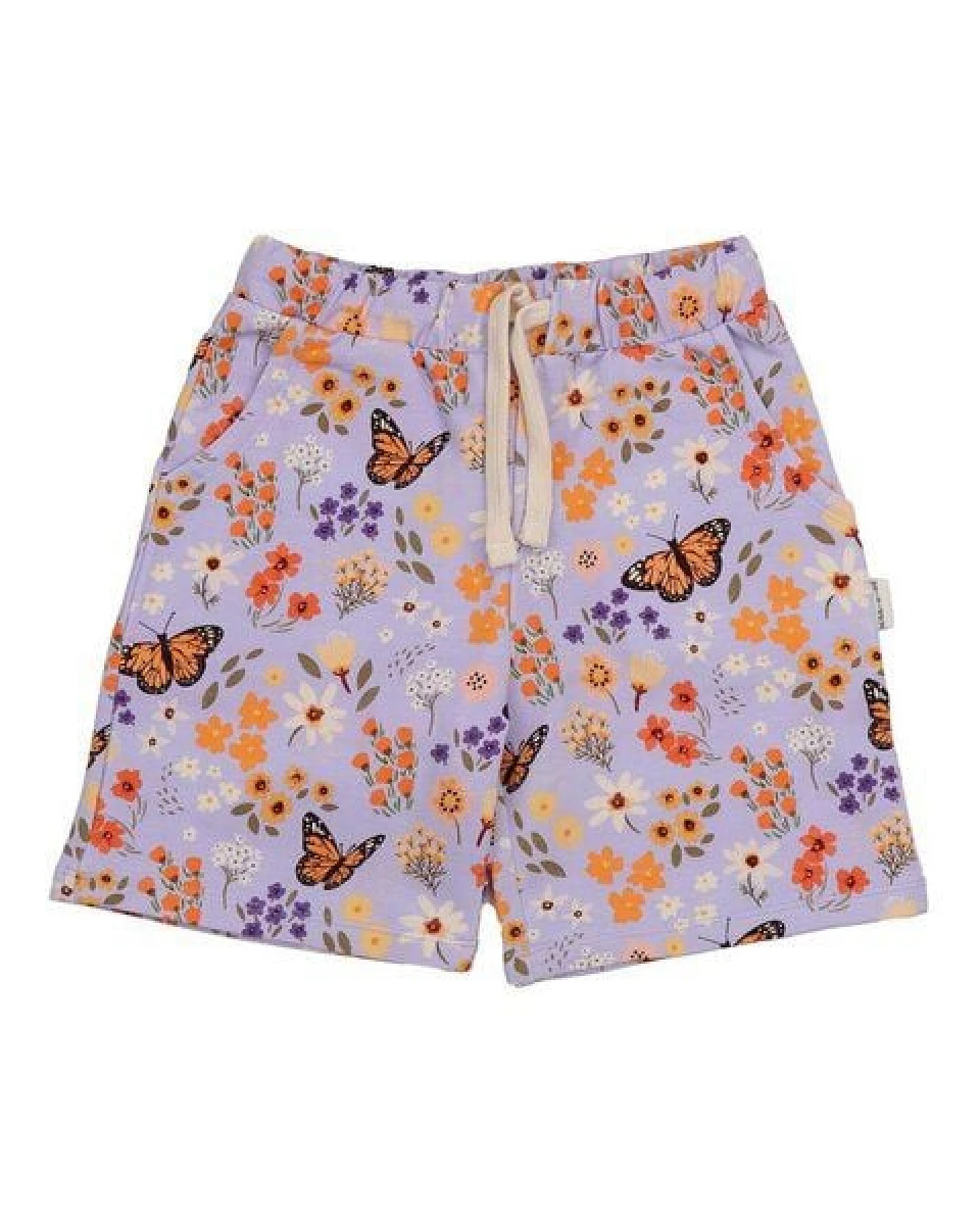 Shorts Bio-Baumwolle elastisch – Walkiddy, Blumen & Schmetterlinge – Ansicht 2