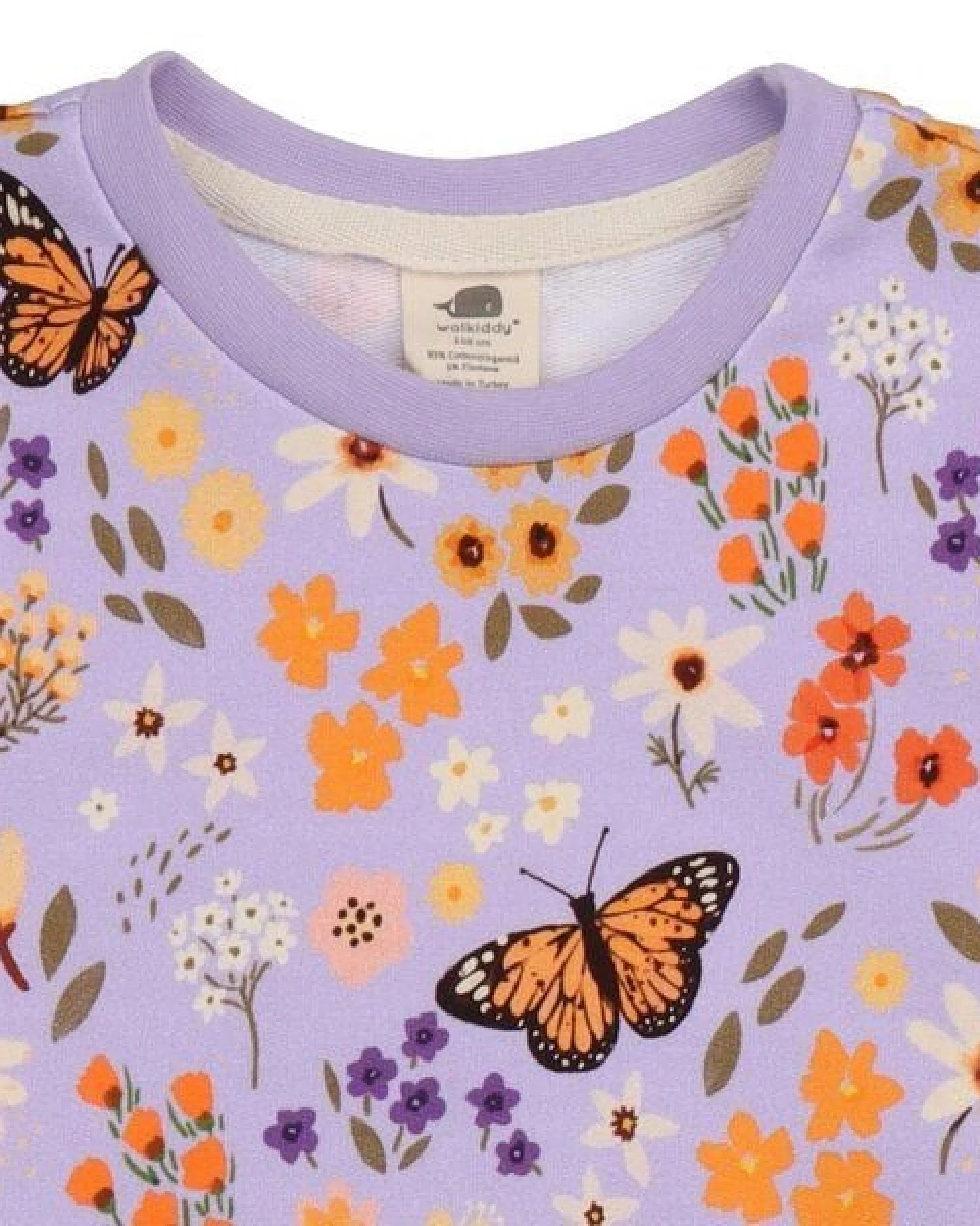 Kinder Sweatshirt – Helllila mit Blumen- und Schmetterlingsmuster, weich & bequem, wärmend, alltagstauglich – Ansicht 3