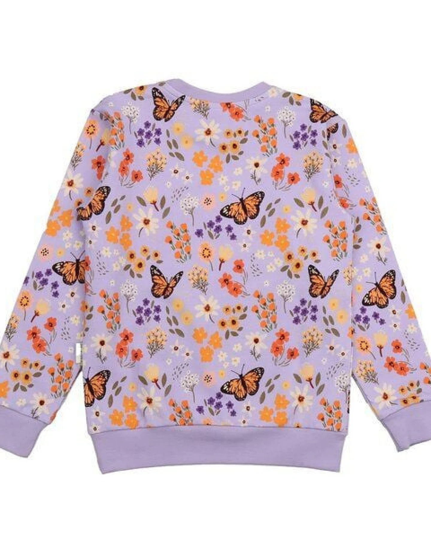 Kinder Sweatshirt – Helllila mit Blumen- und Schmetterlingsmuster, weich & bequem, wärmend, alltagstauglich – Ansicht 4