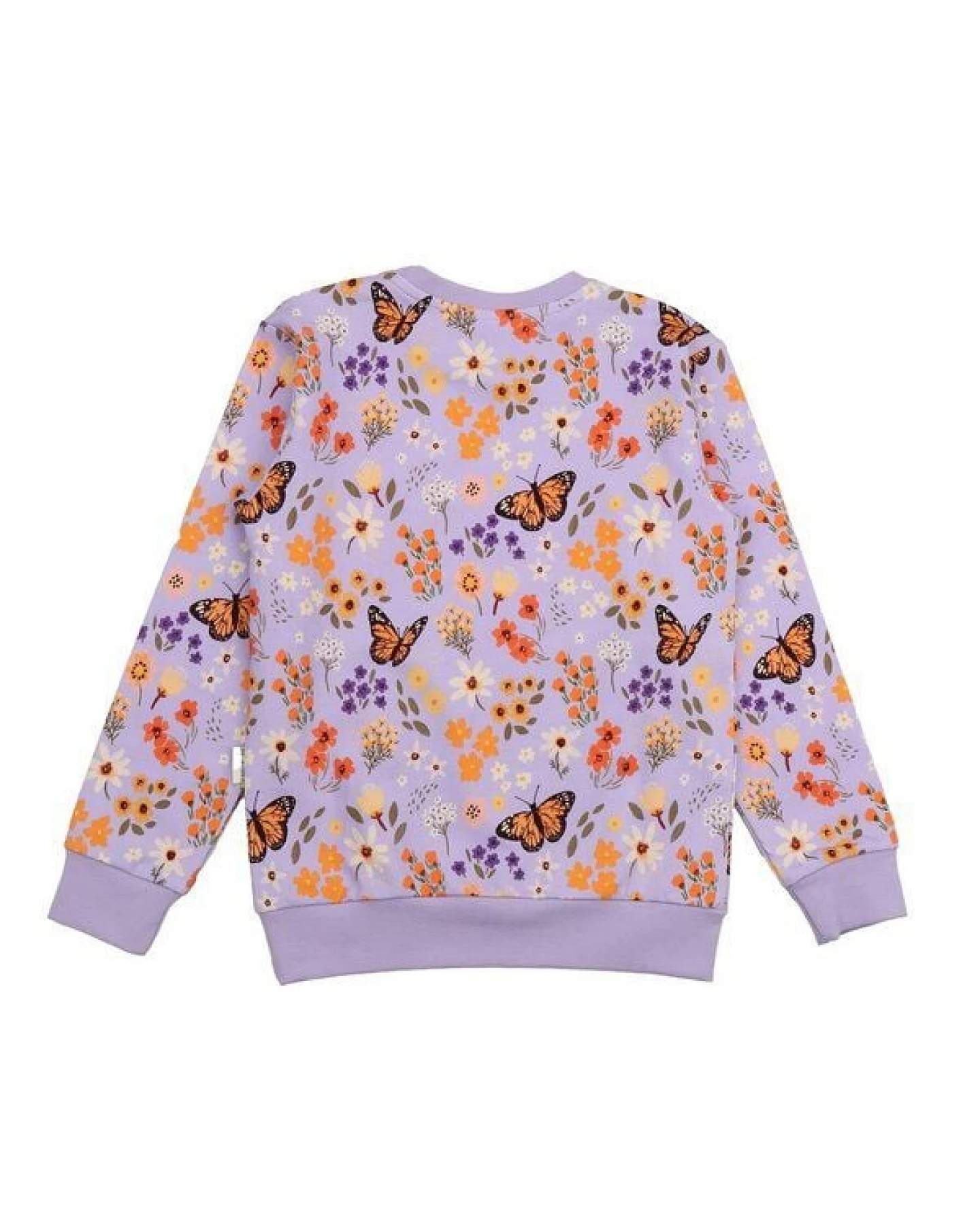 Kinder Sweatshirt – Helllila mit Blumen- und Schmetterlingsmuster, weich & bequem, wärmend, alltagstauglich – Ansicht 4