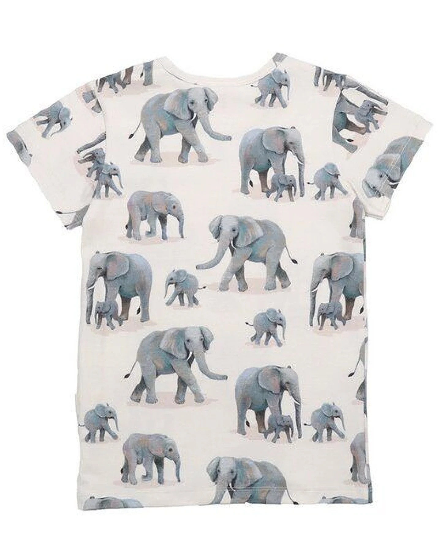 Kinder T-Shirt GOTS-zertifiziert aus Bio-Baumwolle, weiß mit Elefantenprint, kurzarm – Walkiddy, weich, hautfreundlich & alltagstauglich – Ansicht 4