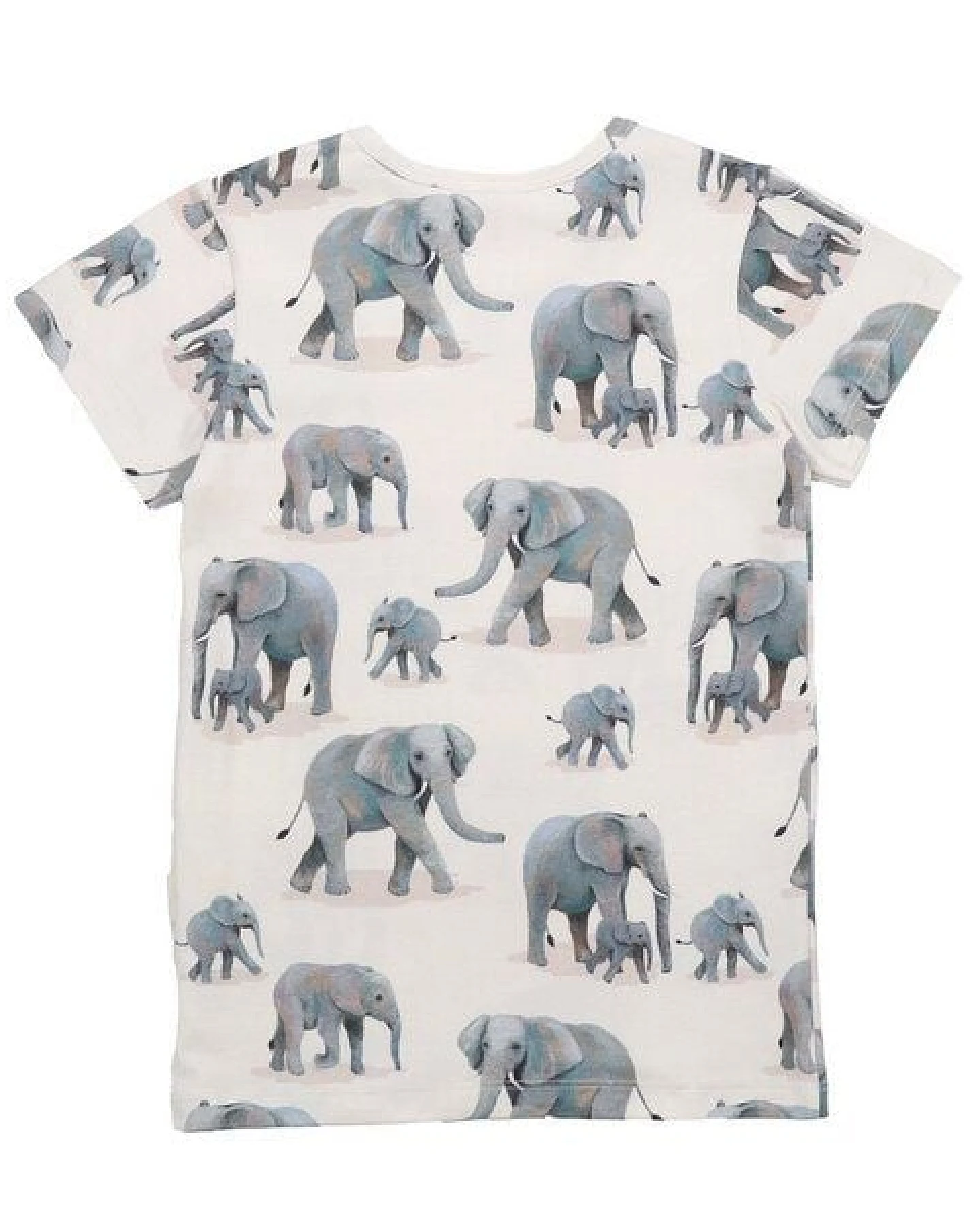 Kinder T-Shirt GOTS-zertifiziert aus Bio-Baumwolle, weiß mit Elefantenprint, kurzarm – Walkiddy, weich, hautfreundlich & alltagstauglich – Ansicht 4