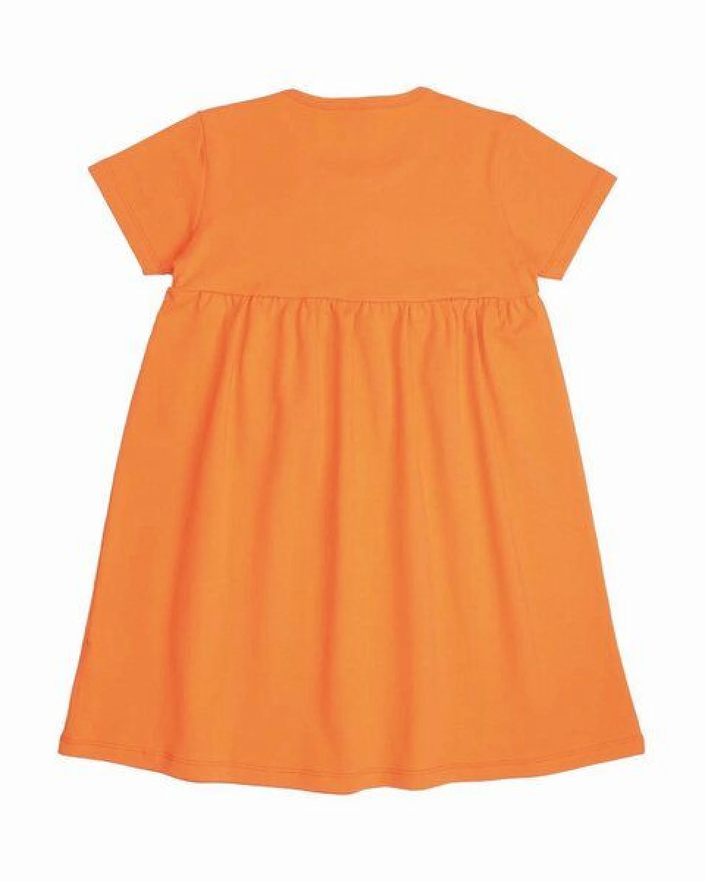 Kleinkinder Babydoll Kleid GOTS-zertifiziert aus Bio-Baumwolle orange mit Elefanten-Motiv – Walkiddy – Ansicht 4