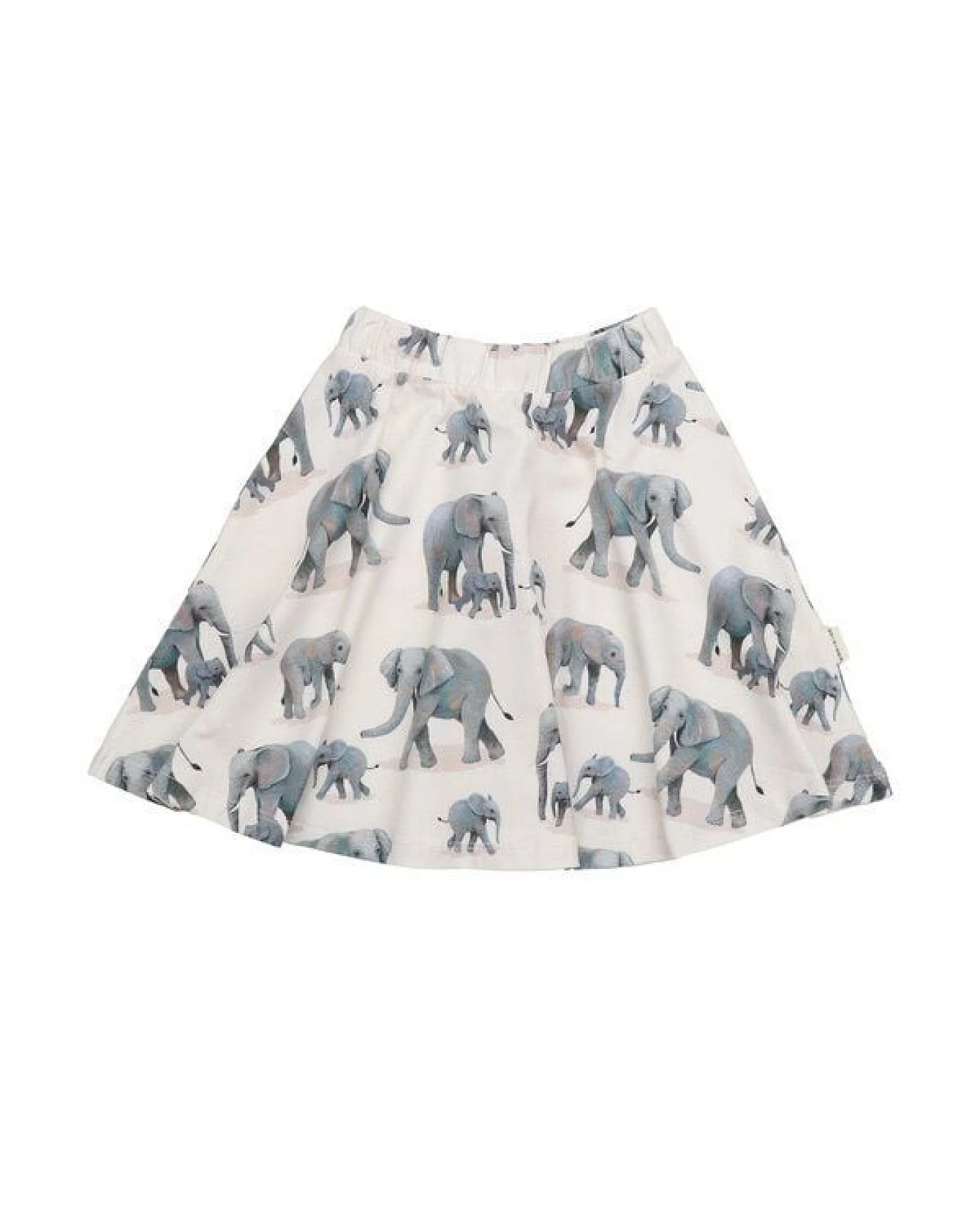 Kinderrock GOTS zertifiziert, Bio-Baumwolle, creme, Elefanten-Muster, weich, elastischer Bund – Walkiddy – Ansicht 2