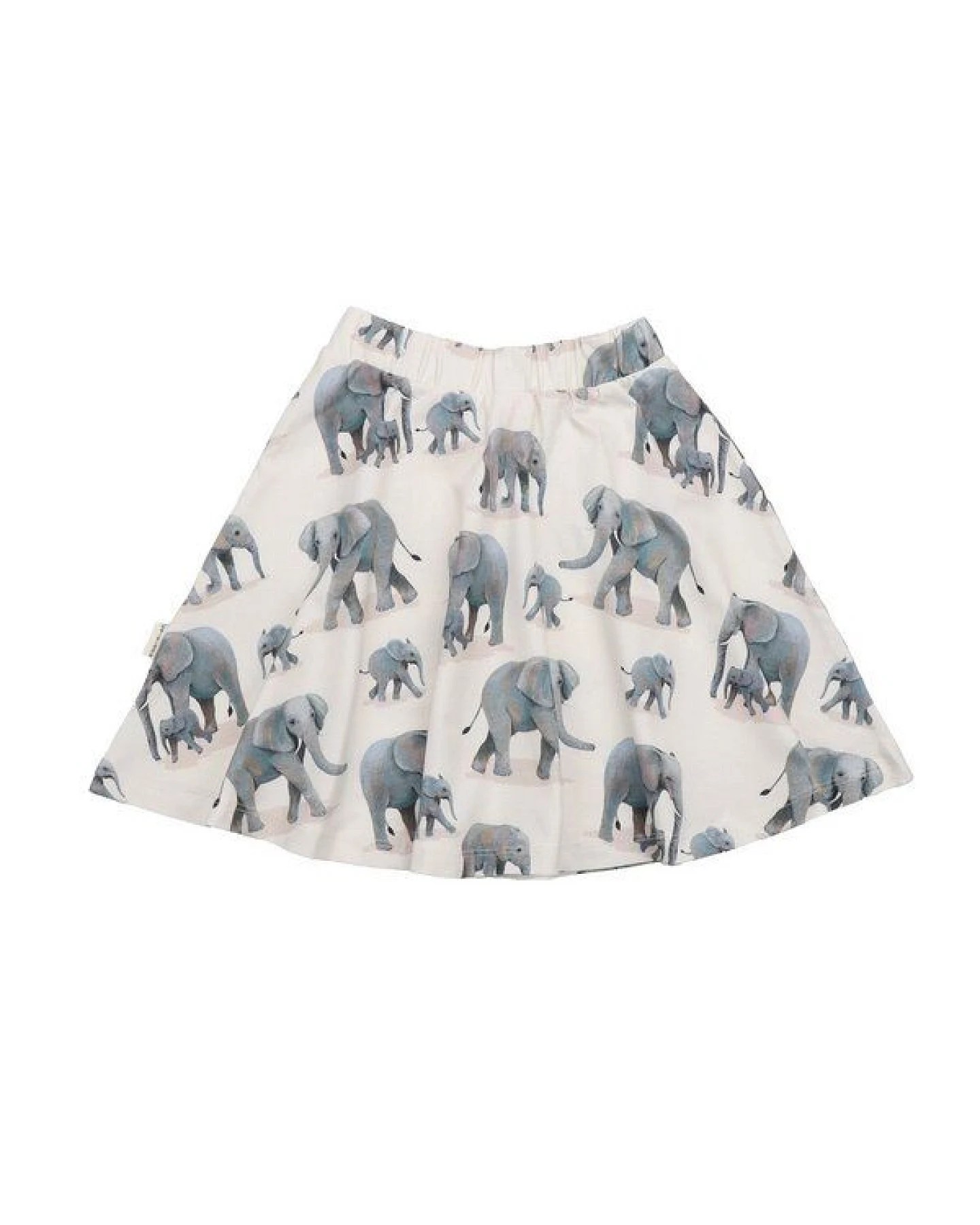 Kinderrock GOTS zertifiziert, Bio-Baumwolle, creme, Elefanten-Muster, weich, elastischer Bund – Walkiddy – Ansicht 4
