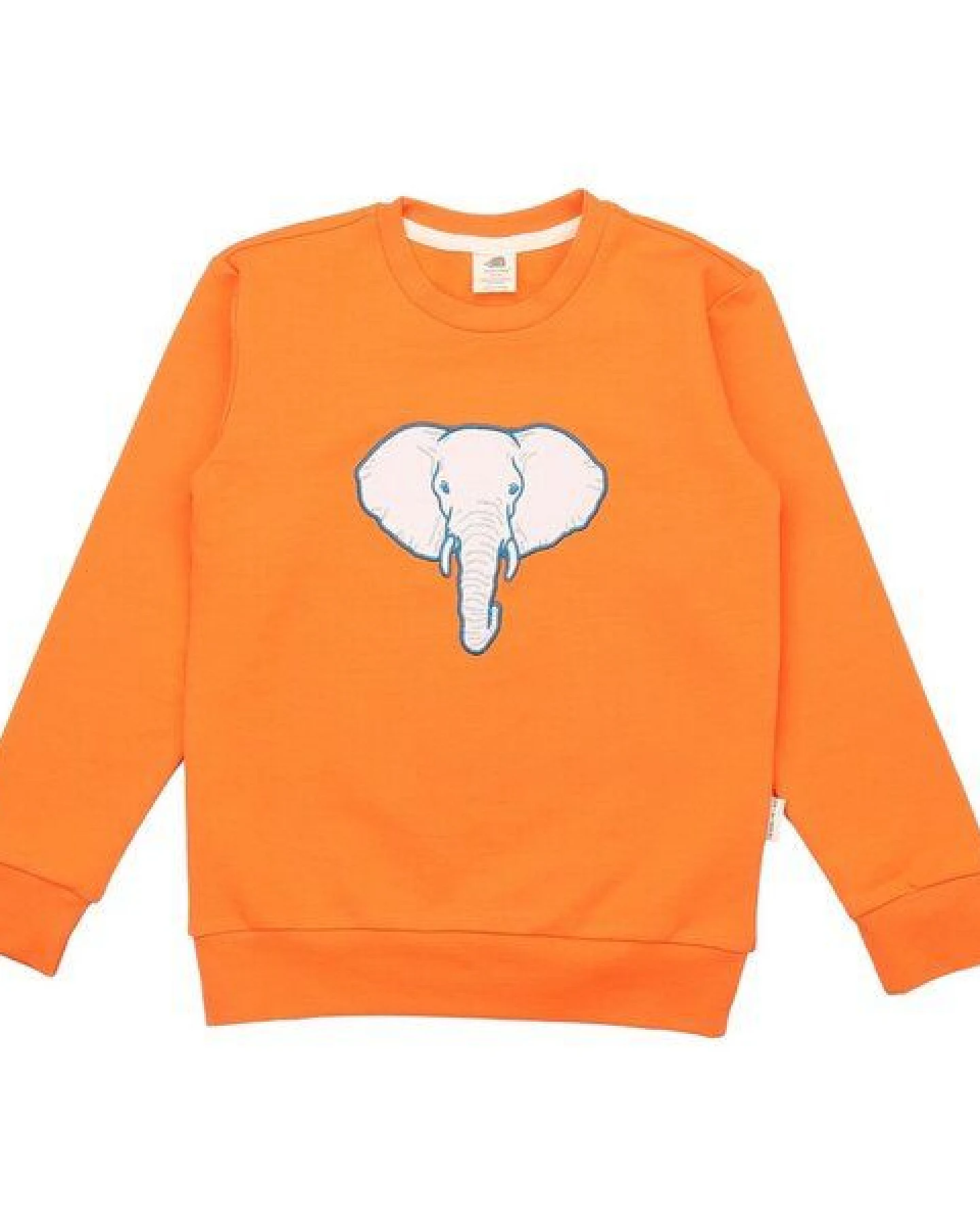 Kinder Sweatshirt GOTS-zertifiziert aus Bio-Baumwolle, orange mit Elefantenmotiv, langarm – Walkiddy, weich & hautfreundlich – Ansicht 2