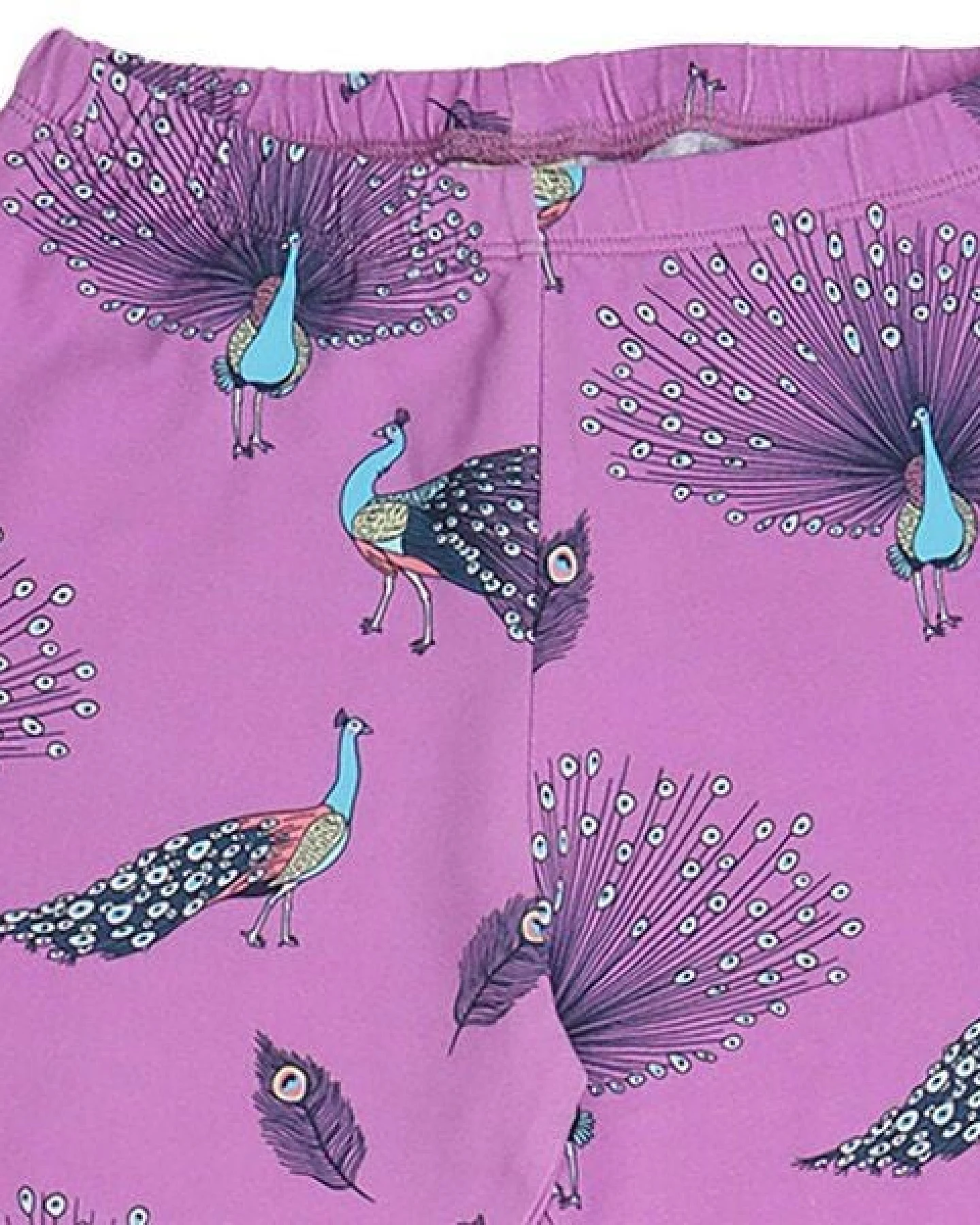 Kinder Leggings GOTS-zertifiziert aus Bio-Baumwolle lila mit Pfauenfeder-Muster – Walkiddy – Ansicht 3
