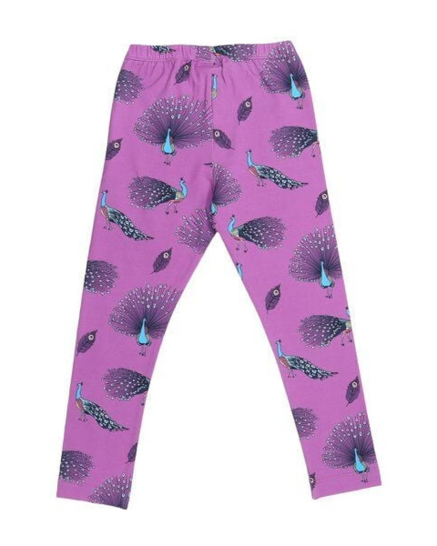 Kinder Leggings GOTS-zertifiziert aus Bio-Baumwolle lila mit Pfauenfeder-Muster – Walkiddy – Ansicht 4