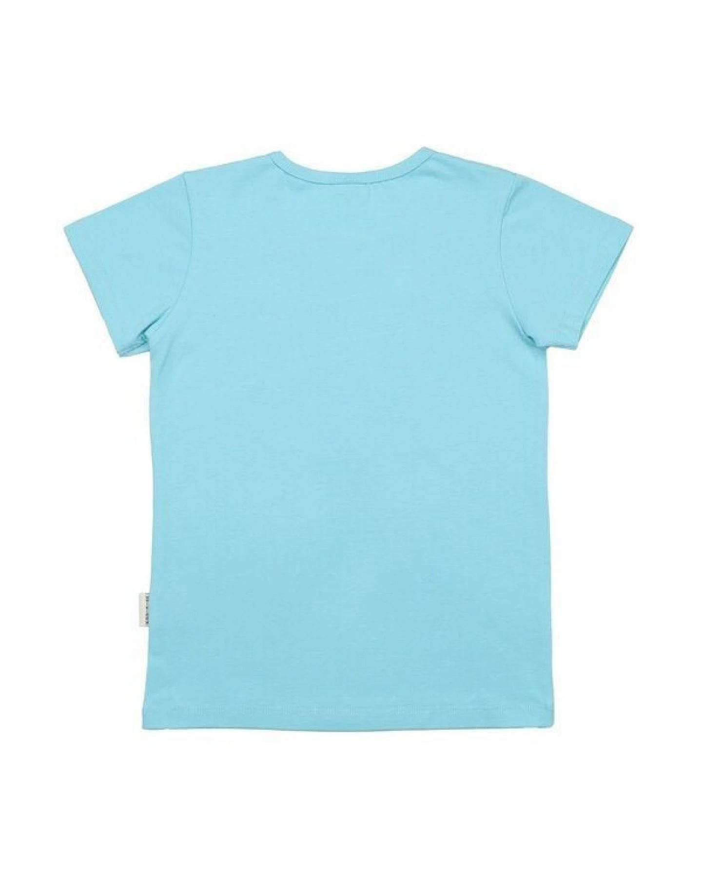 Kinder T-Shirt GOTS zertifiziert – Bio-Baumwolle, Hellblau mit Kolibri- & Blumenmotiv – Ansicht 4