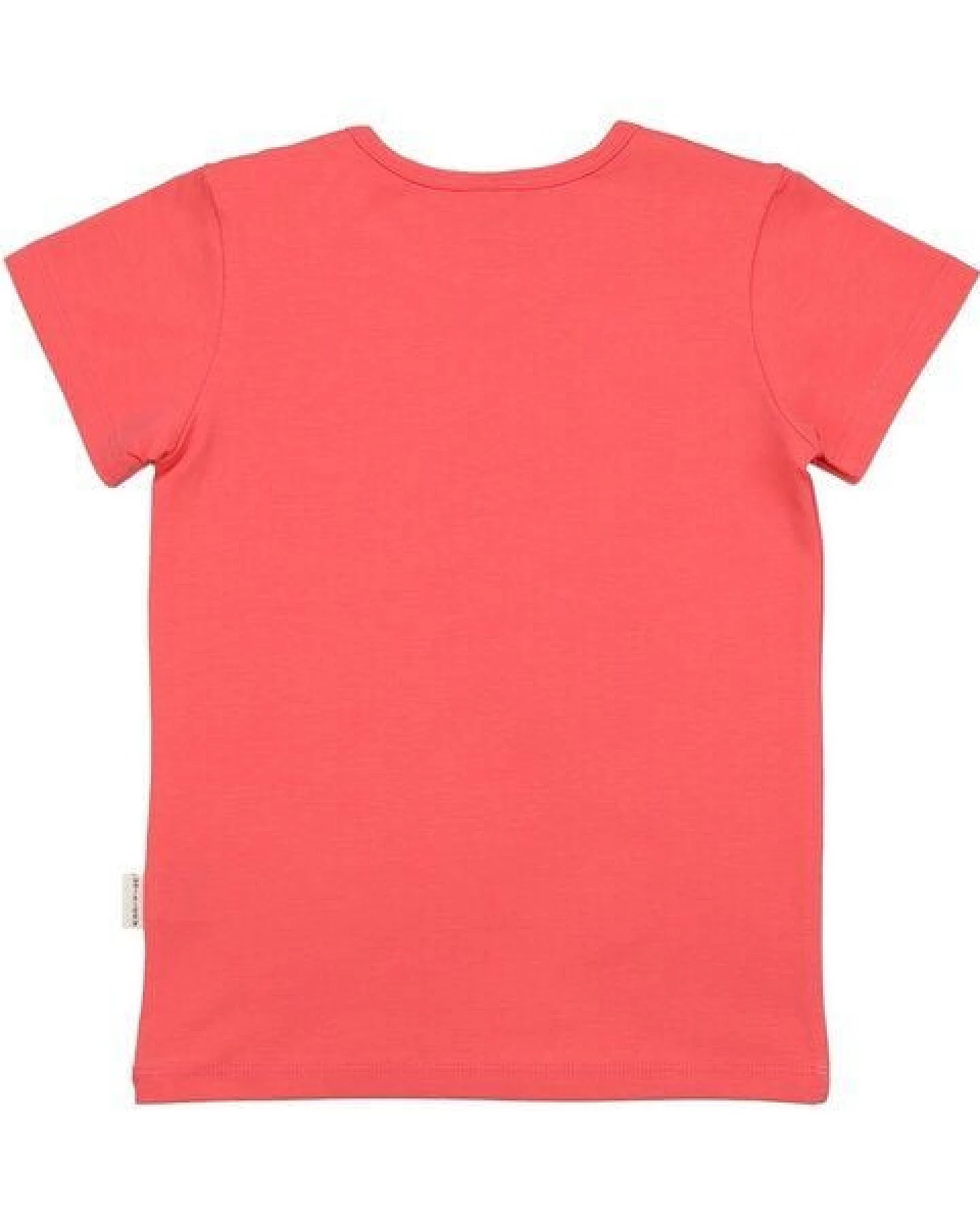 Kinder T-Shirt GOTS zertifiziert, Bio-Baumwolle, korallrot, Kolibri-Blumen-Print, weich & bequem – Walkiddy – Ansicht 4