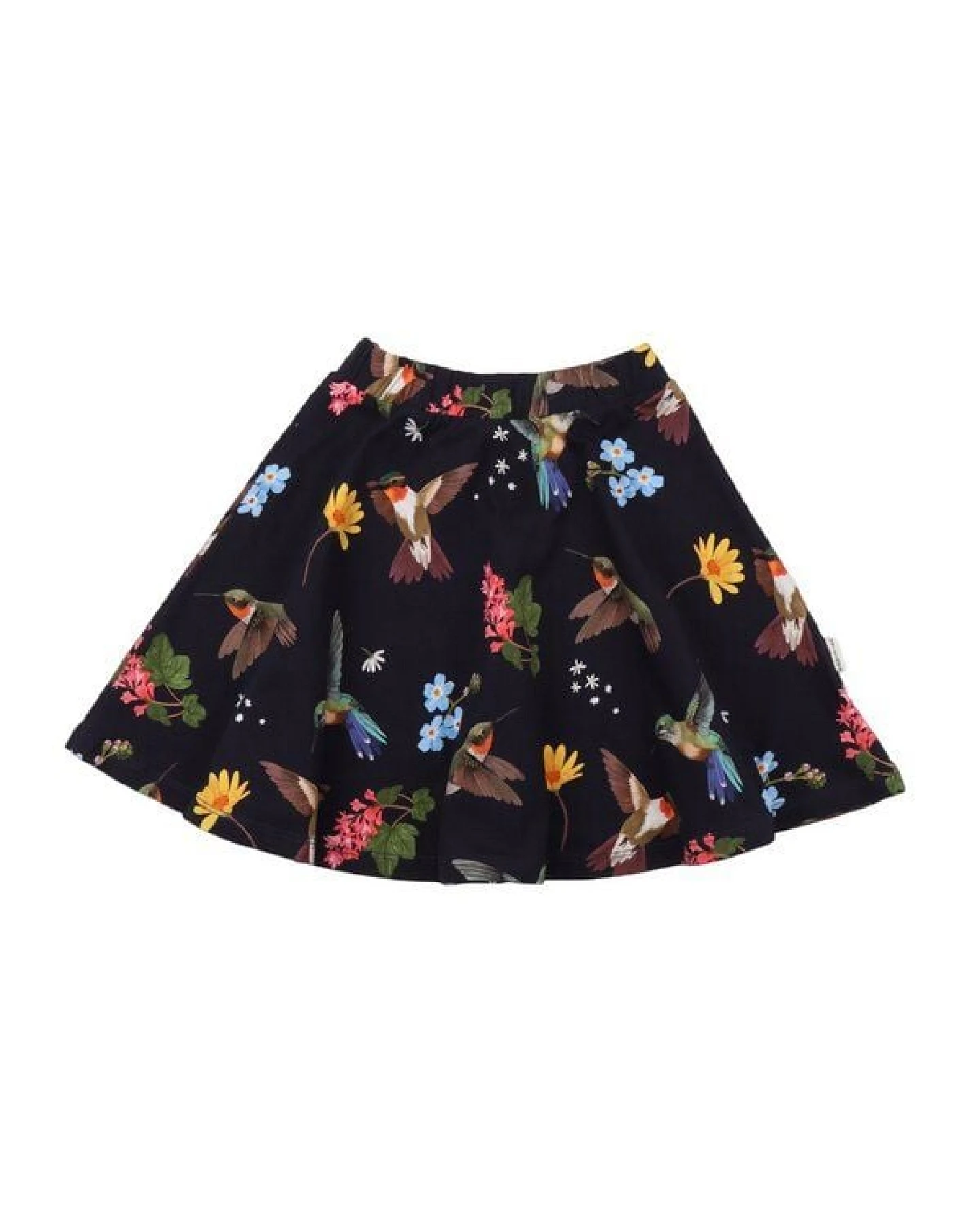 Kinder Rock GOTS-zertifiziert aus Bio-Baumwolle dunkel mit Kolibri- und Blumen-Muster – Walkiddy – Ansicht 3