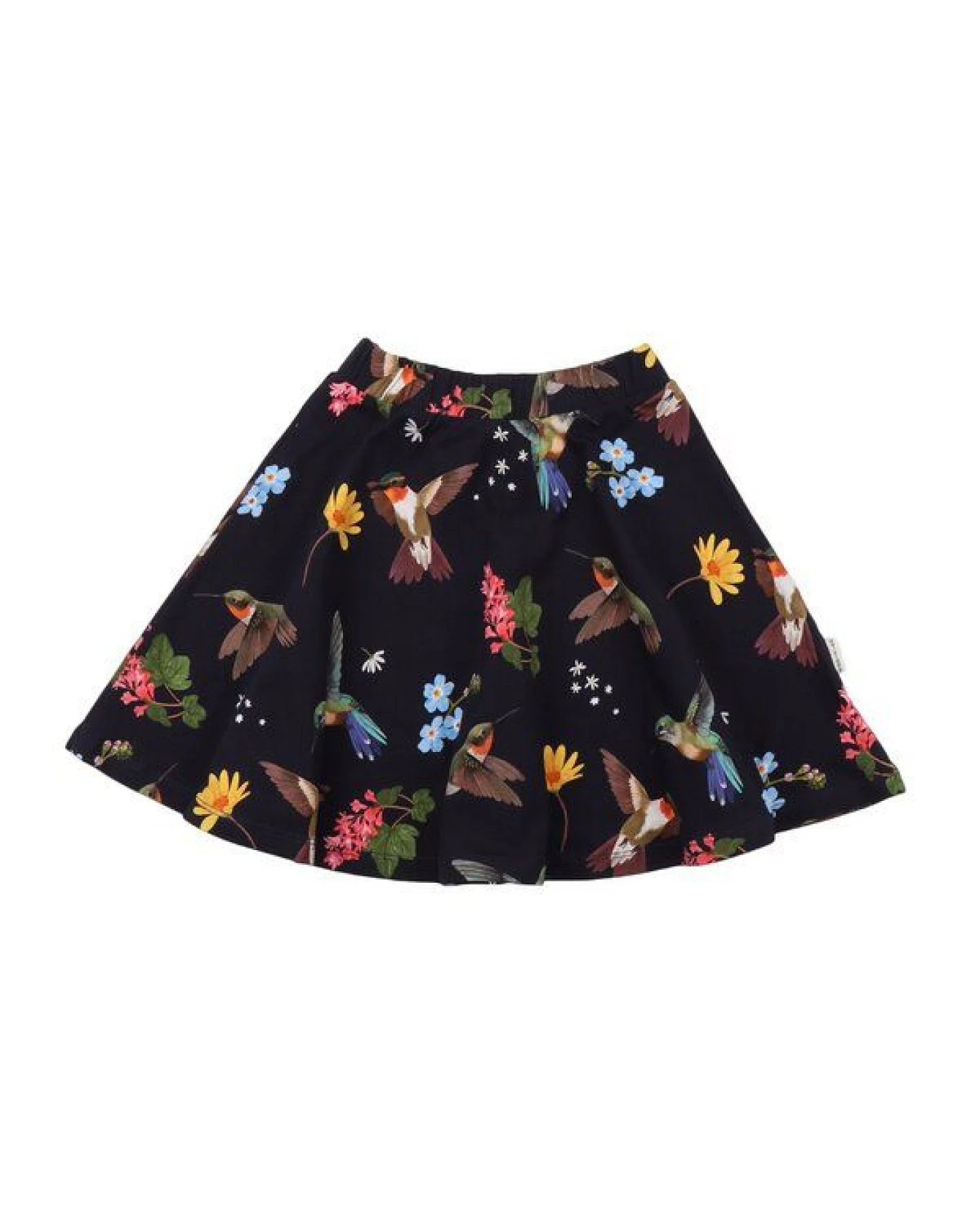 Kinder Rock GOTS-zertifiziert aus Bio-Baumwolle dunkel mit Kolibri- und Blumen-Muster – Walkiddy – Ansicht 3