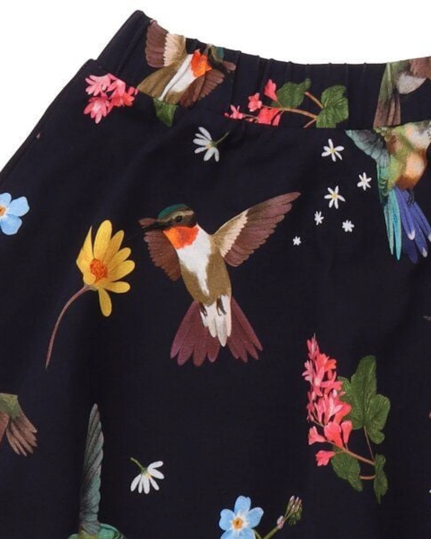 Kinder Rock GOTS-zertifiziert aus Bio-Baumwolle dunkel mit Kolibri- und Blumen-Muster – Walkiddy – Ansicht 4