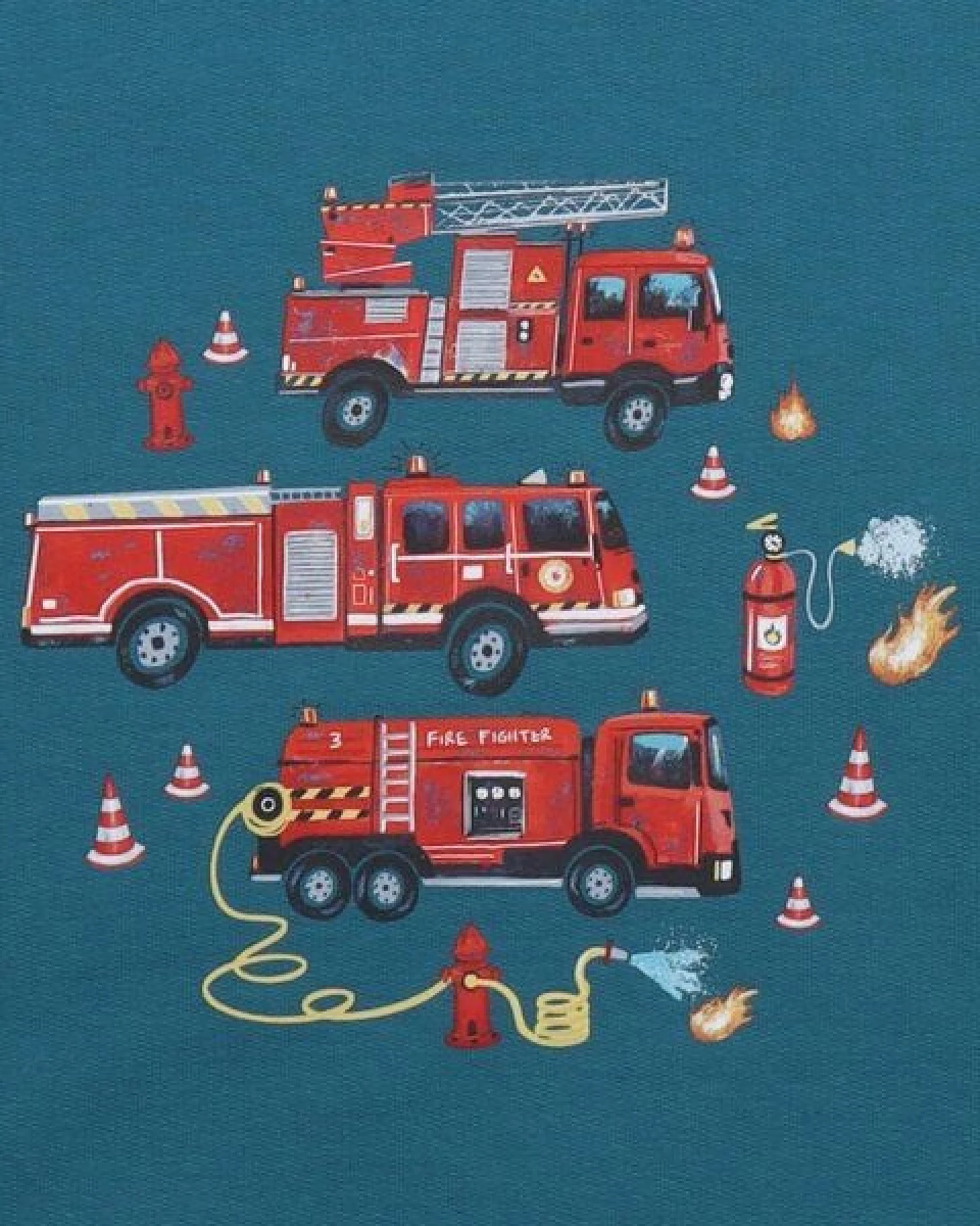 Kinder Sweatshirt GOTS-zertifiziert aus Bio-Baumwolle, petrol mit Feuerwehr-Motiv, langarm – Walkiddy, weich, hautfreundlich & alltagstauglich – Ansicht 3