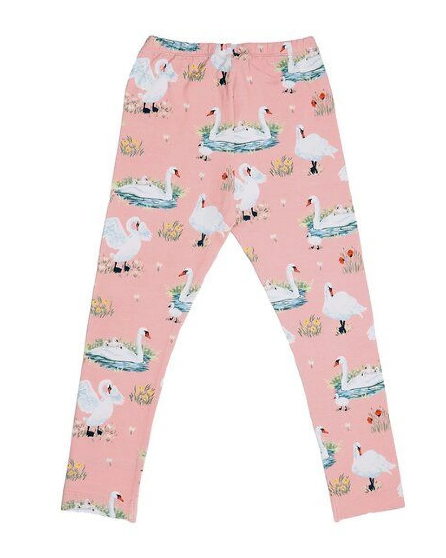 Kinder Leggings GOTS-zertifiziert aus Bio-Baumwolle rosé mit Schwanen-Motiv – Walkiddy – Ansicht 4