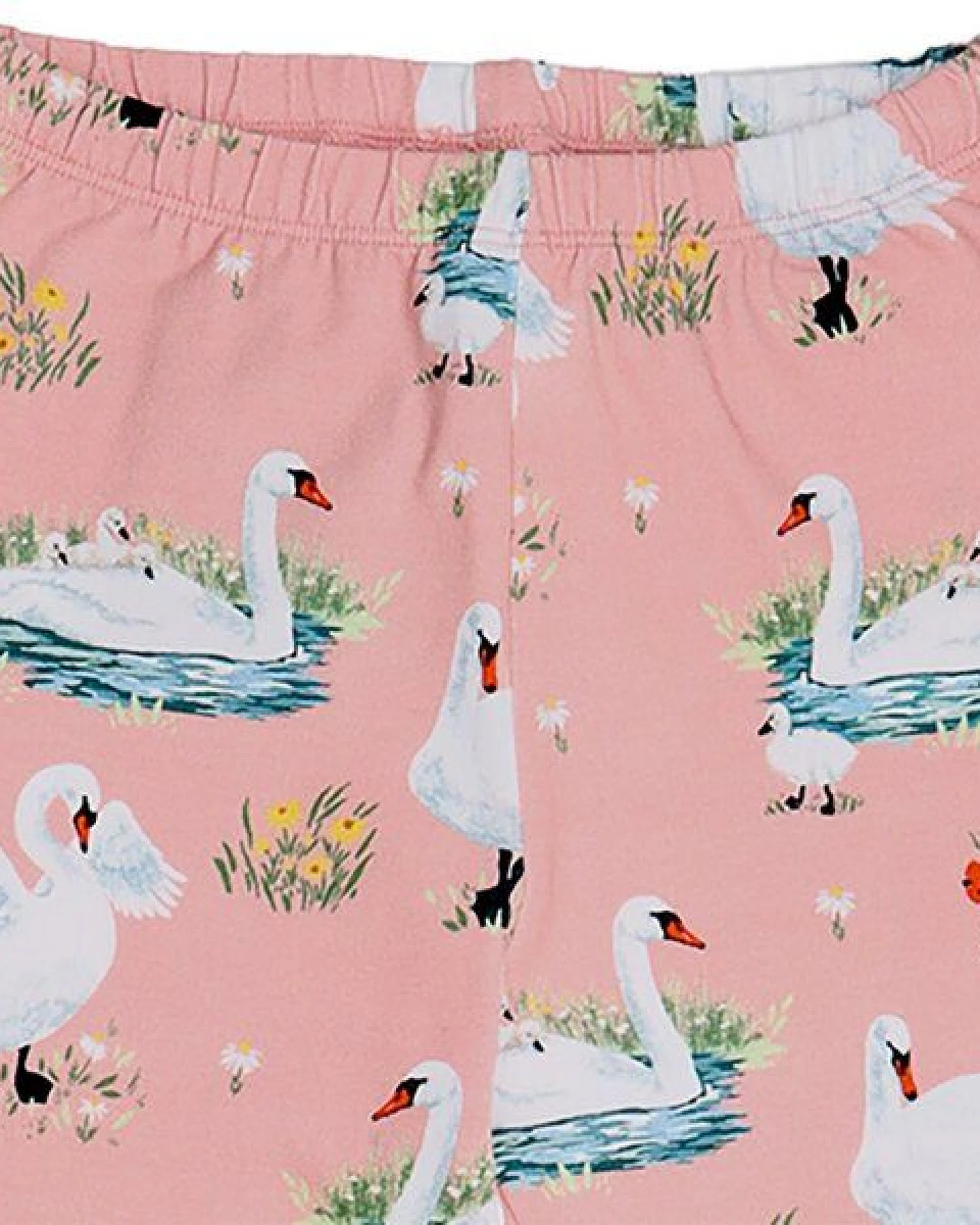 Kinder Leggings GOTS-zertifiziert aus Bio-Baumwolle rosé mit Schwanen-Motiv – Walkiddy – Ansicht 3