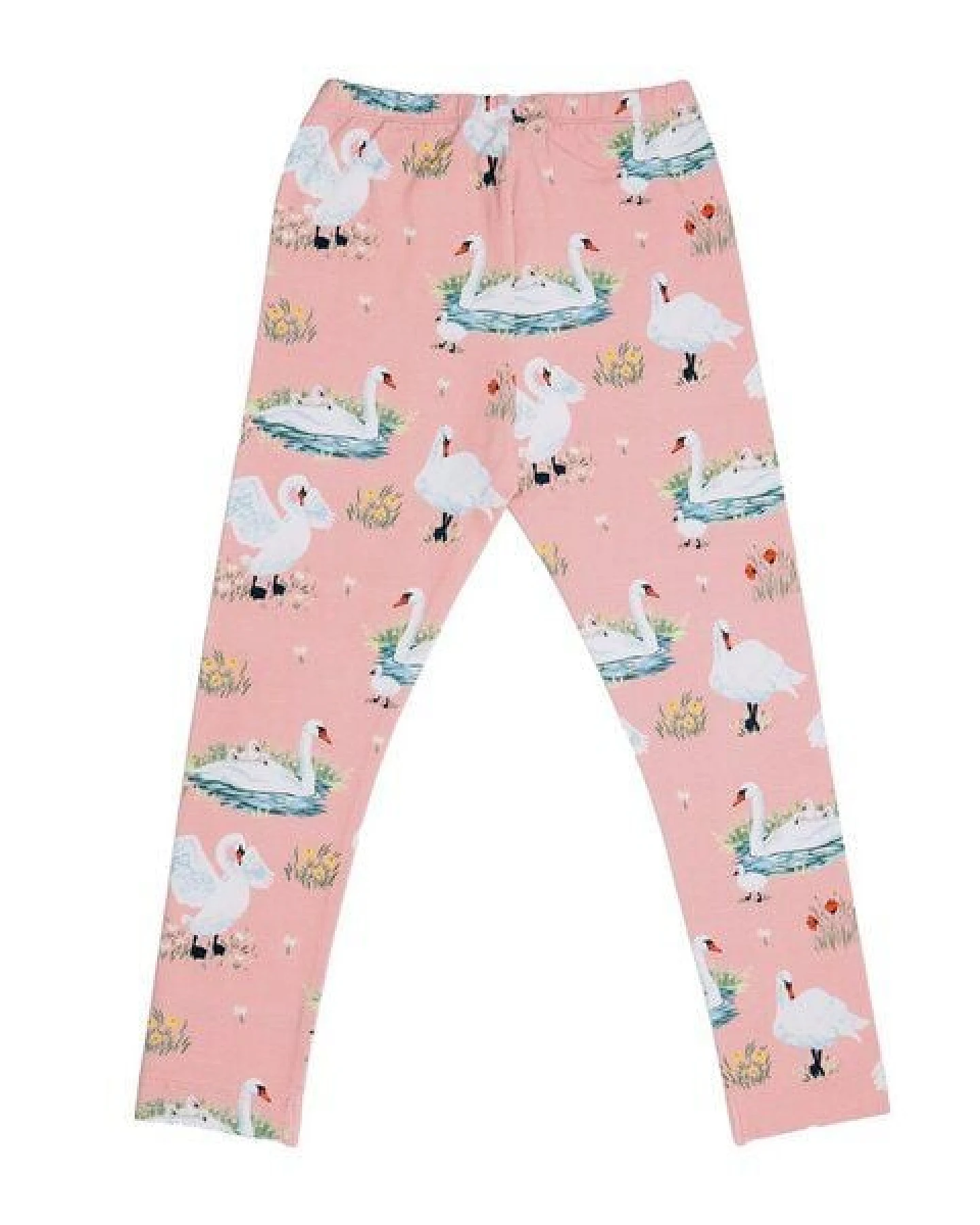 Kinder Leggings GOTS-zertifiziert aus Bio-Baumwolle rosé mit Schwanen-Motiv – Walkiddy – Ansicht 4