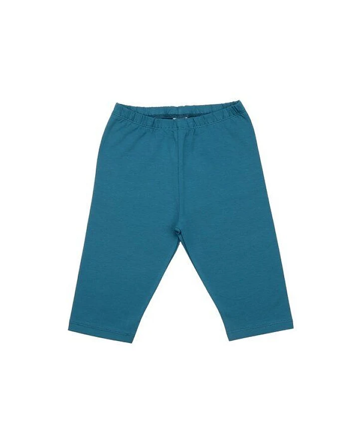 Kinder 3/4-Leggings GOTS zertifiziert – Bio-Baumwolle mit Elasthan, Petrolblau, elastischer Bund, bequem