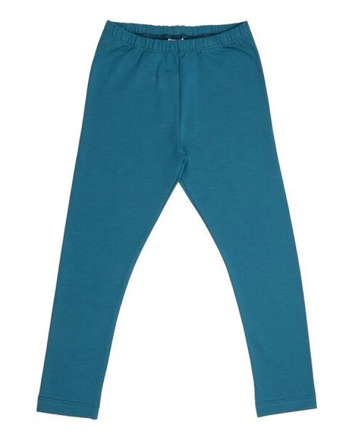 Kinder Leggings GOTS zertifiziert, petrolblau „Blue Coral“, Bio-Baumwolle, weich & elastisch – Walkiddy