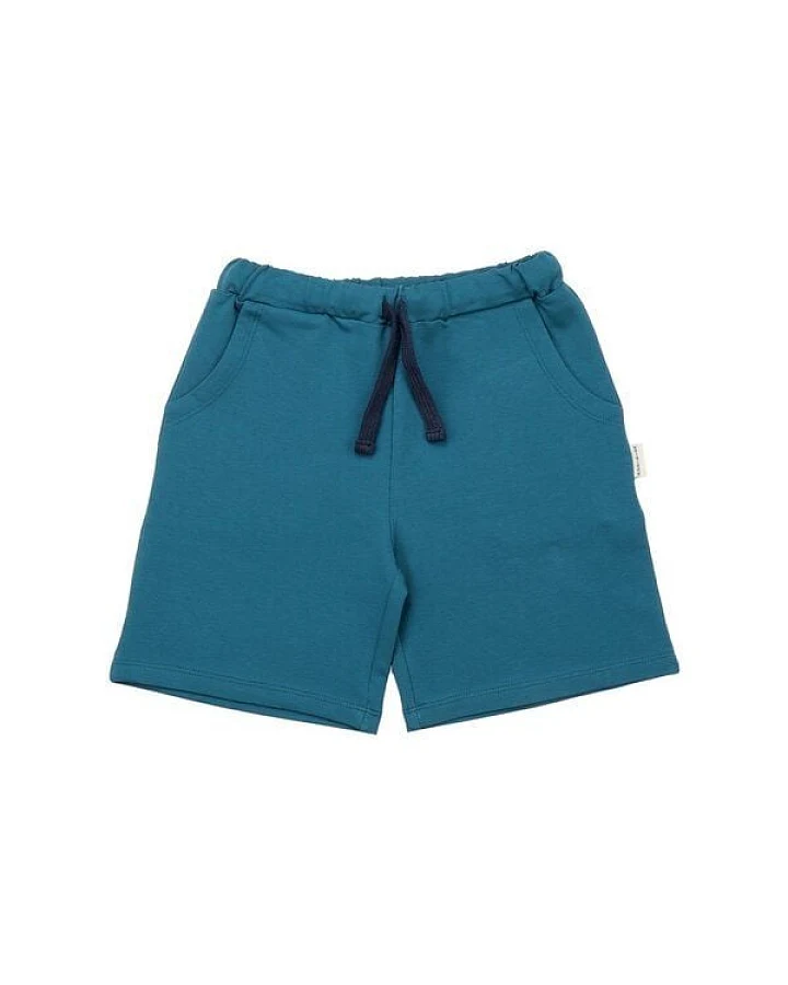 Kinder Shorts aus Baumwolle, petrolblau, weiche kurze Hose mit elastischem Bund für Spielplatz, Urlaub & Alltag – Walkiddy