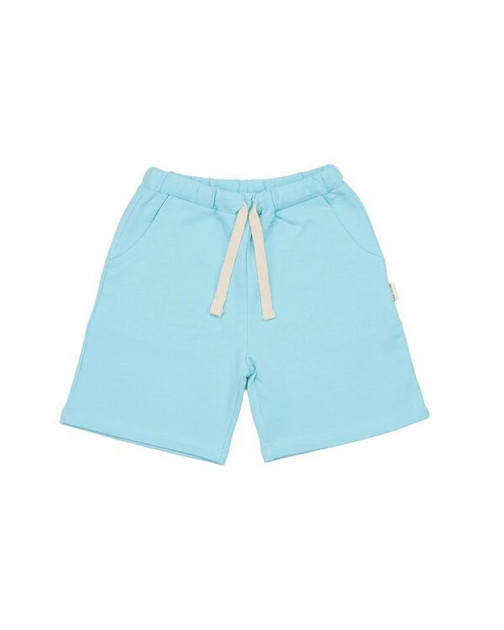 Kinder Shorts GOTS-zertifiziert aus Bio-Baumwolle, hellblau, elastischer Bund mit Kordelzug – Walkiddy Angel Blue, sommerlich & bequem