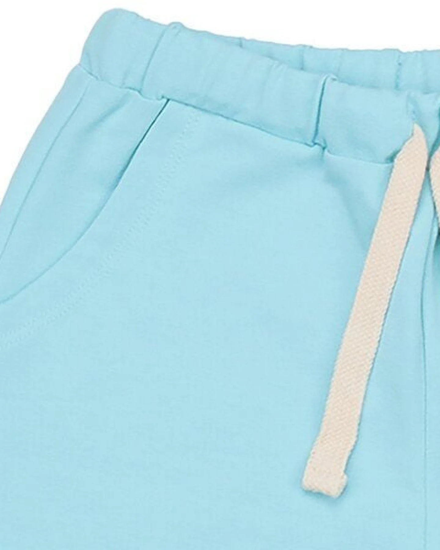 Kinder Shorts GOTS-zertifiziert aus Bio-Baumwolle, hellblau, elastischer Bund mit Kordelzug – Walkiddy Angel Blue, sommerlich & bequem – Ansicht 3