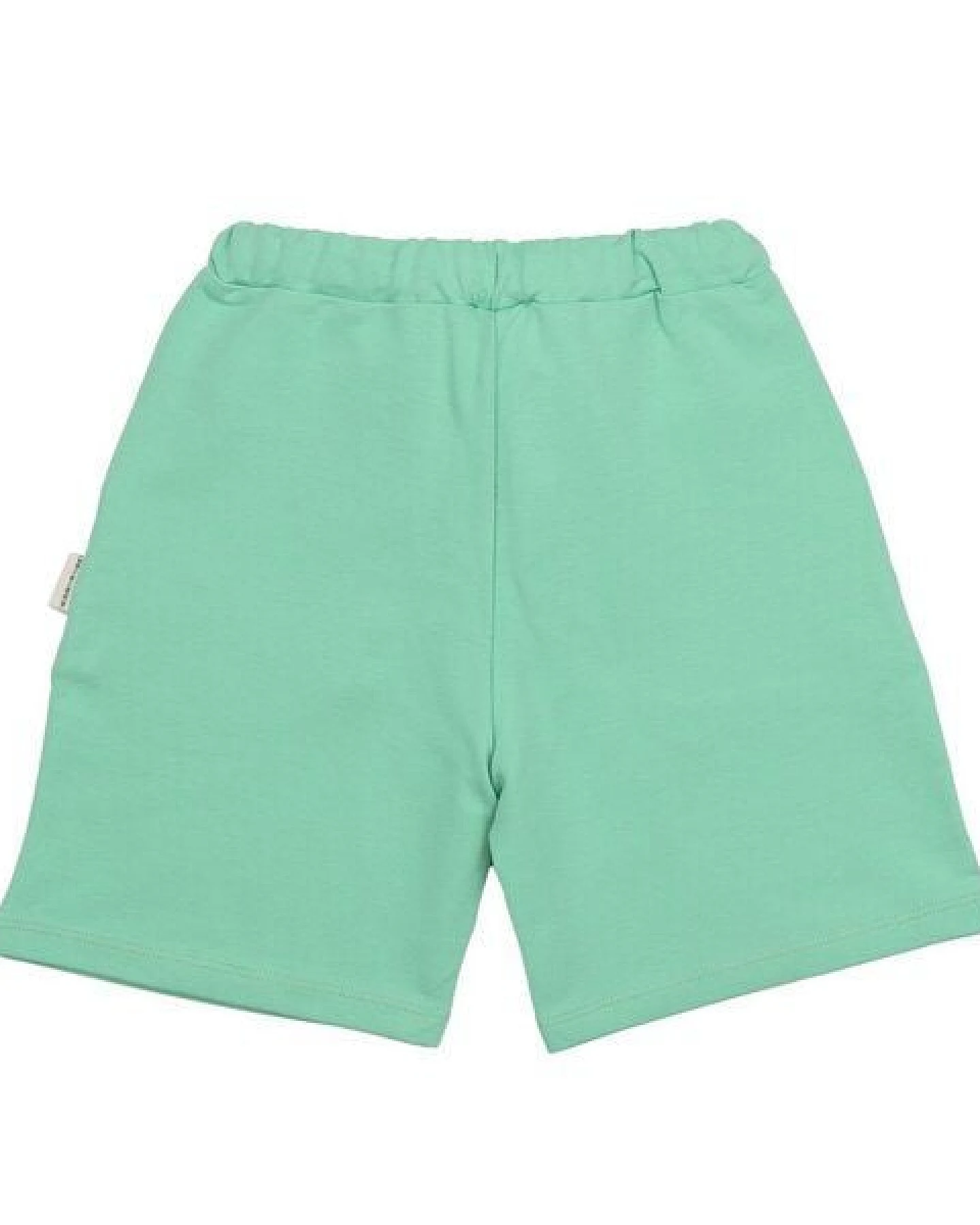 Kinder Shorts GOTS-zertifiziert aus Bio-Baumwolle, hellgrün, elastischer Bund mit Kordelzug – Walkiddy, leicht & bequem für warme Tage – Ansicht 4