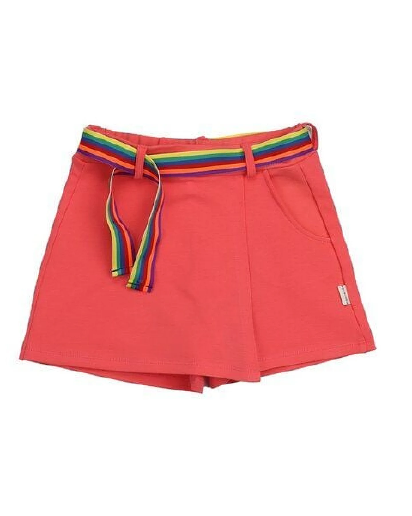 Mädchen Rock GOTS-zertifiziert aus Bio-Baumwolle rosapink „Sun Kissed Pink“ mit gestreiftem Bindegürtel – Walkiddy – Ansicht 2