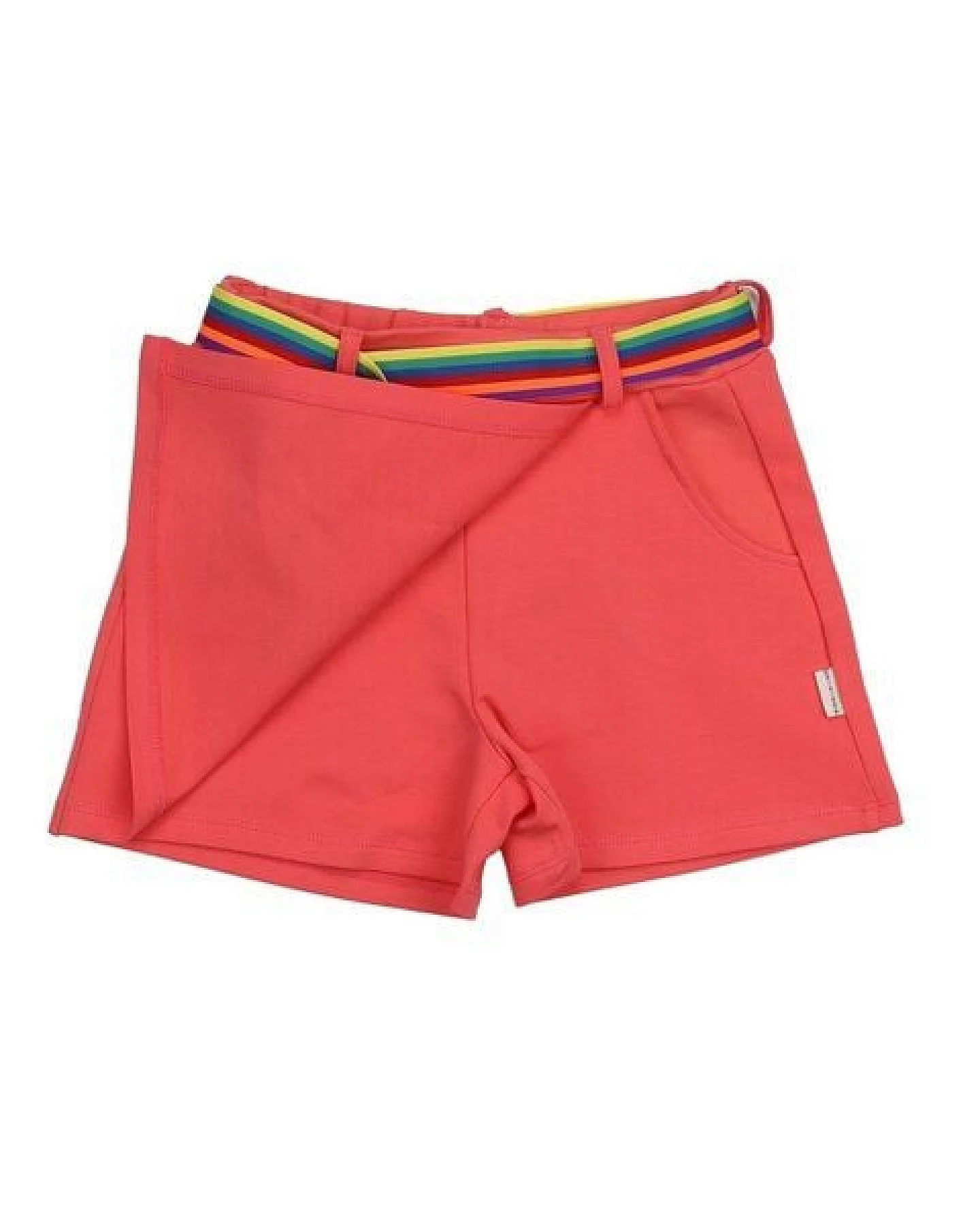 Mädchen Rock GOTS-zertifiziert aus Bio-Baumwolle rosapink „Sun Kissed Pink“ mit gestreiftem Bindegürtel – Walkiddy – Ansicht 3