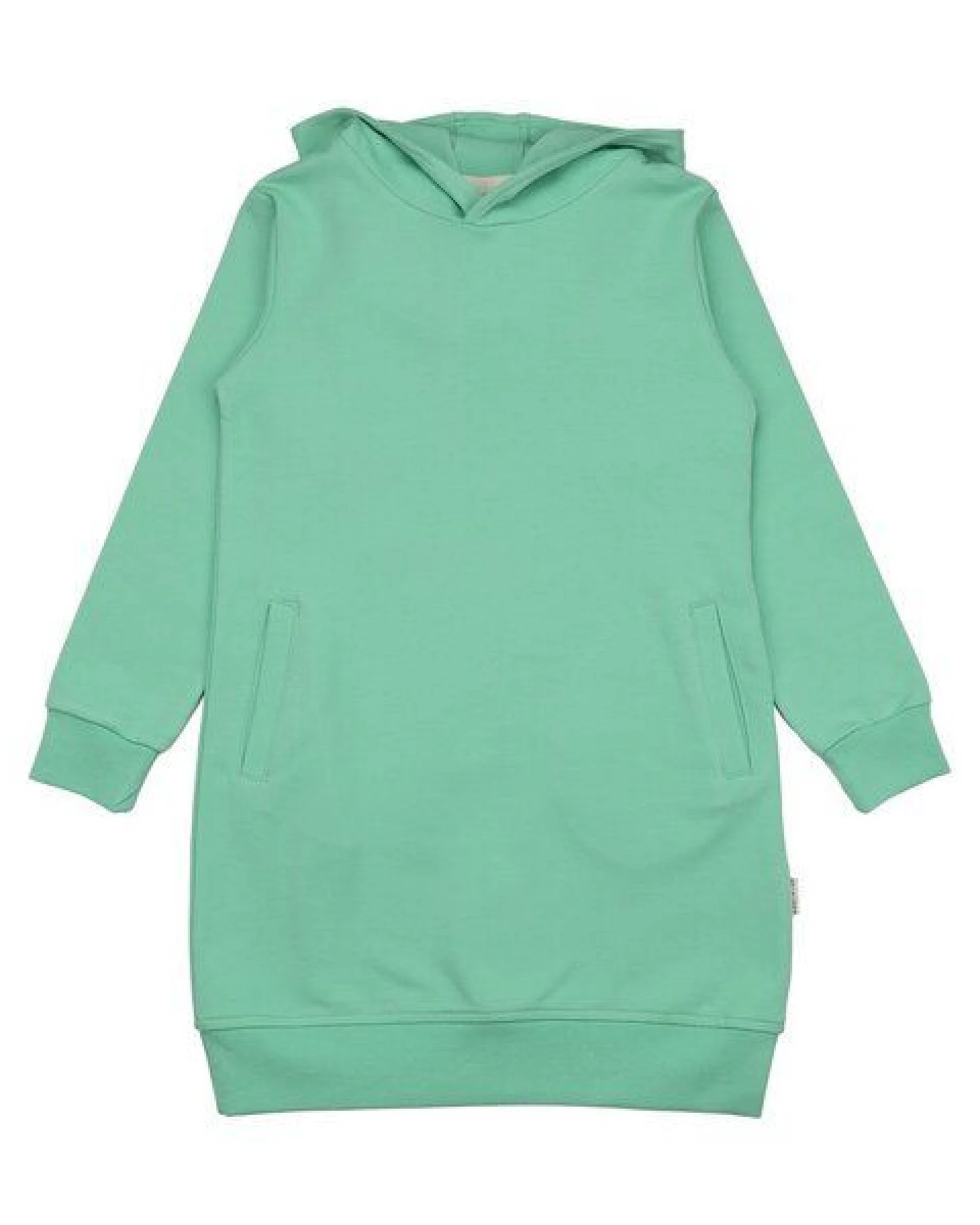 Kinder Sweatkleid GOTS zertifiziert, Bio-Baumwolle, hellgrün, Kapuze, weich & bequem, Langarm – Walkiddy – Ansicht 2