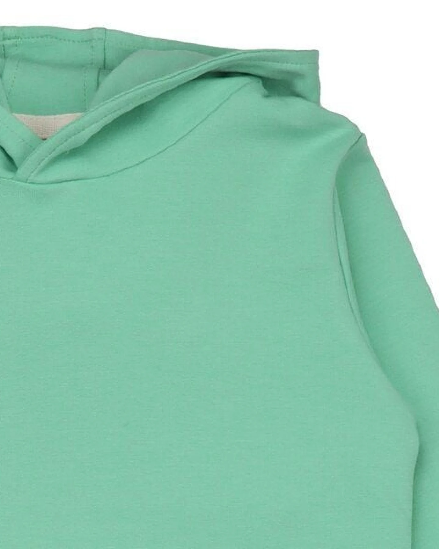 Kinder Sweatkleid GOTS zertifiziert, Bio-Baumwolle, hellgrün, Kapuze, weich & bequem, Langarm – Walkiddy – Ansicht 3