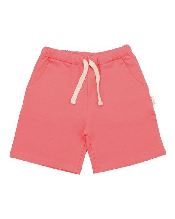 Kinder Shorts GOTS-Bio-Baumwolle Sun Kissed Pink, elastischer Bund mit Kordelzug, leichte Sommerhose – Walkiddy