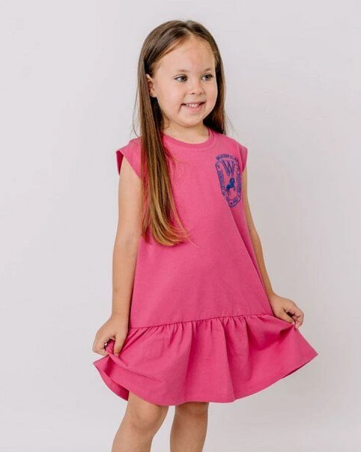Kleinkinder Kleid GOTS-zertifiziert aus Bio-Baumwolle pink „Cabaret“ – Walkiddy