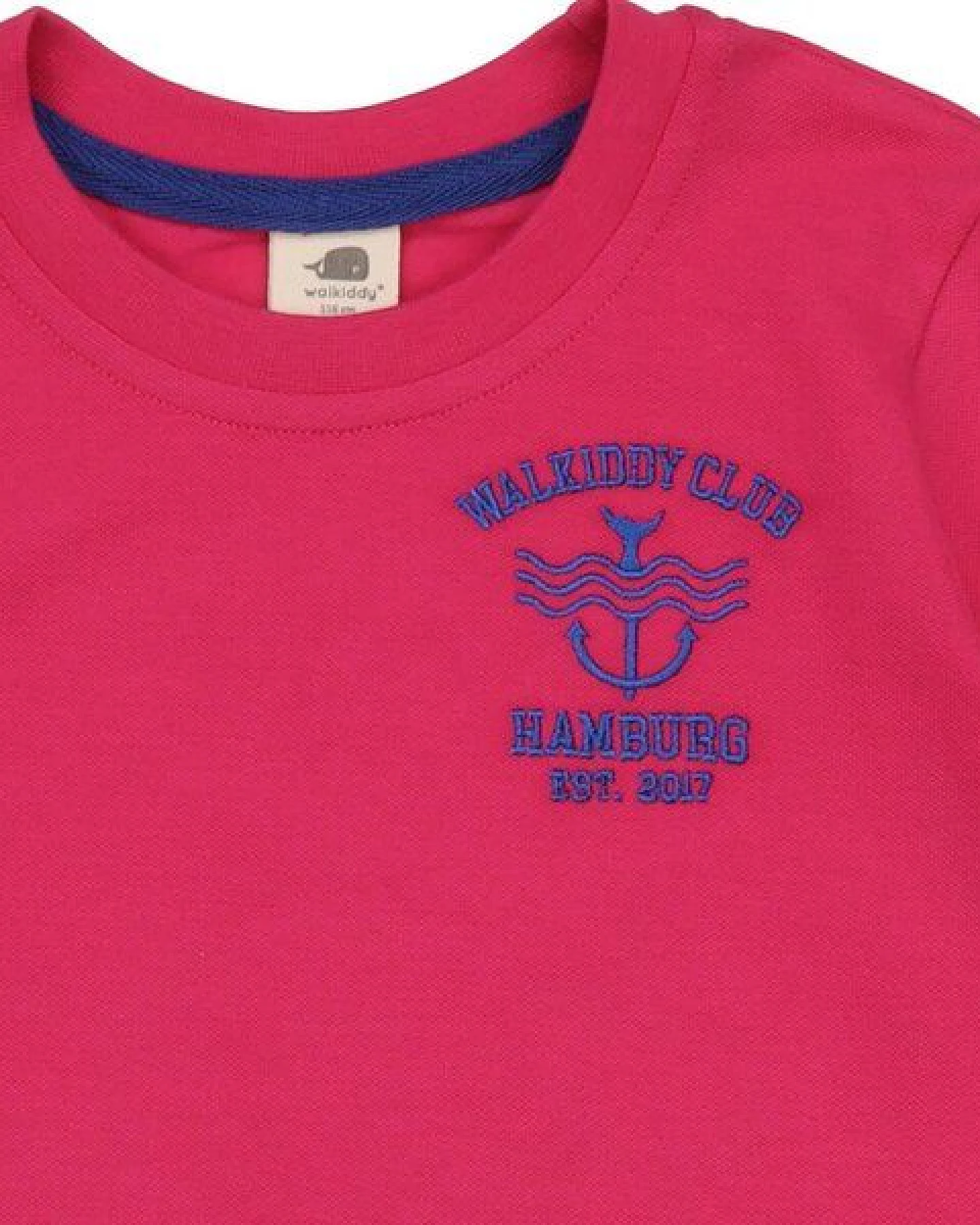 Kinder T-Shirt GOTS-zertifiziert aus Bio-Baumwolle, rot mit kleinem Brustprint, kurzarm – Walkiddy Cabaret, weich & alltagstauglich – Ansicht 3