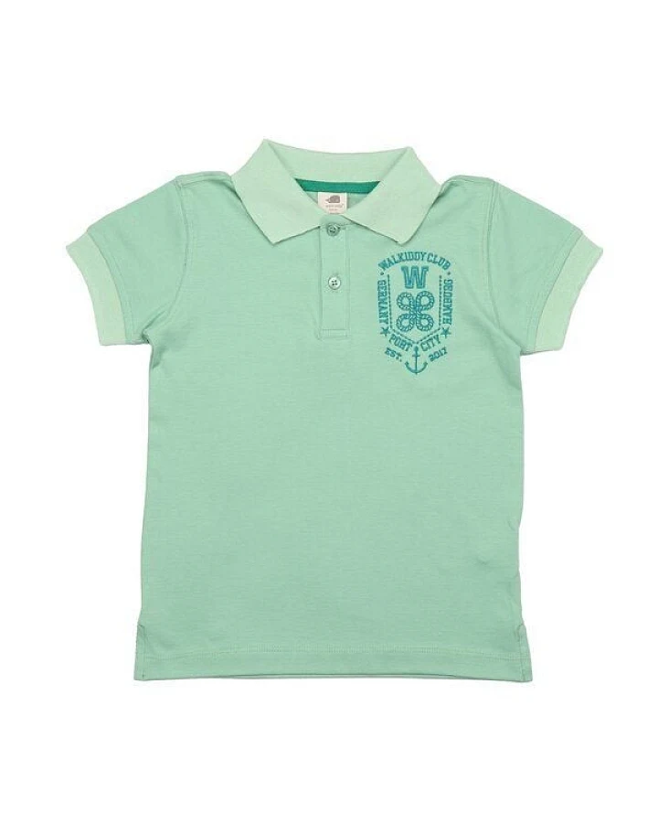 Mädchen Poloshirt GOTS zertifiziert, Bio-Baumwolle, hellgrün, „Meadow“, Kurzarm, weich – Walkiddy