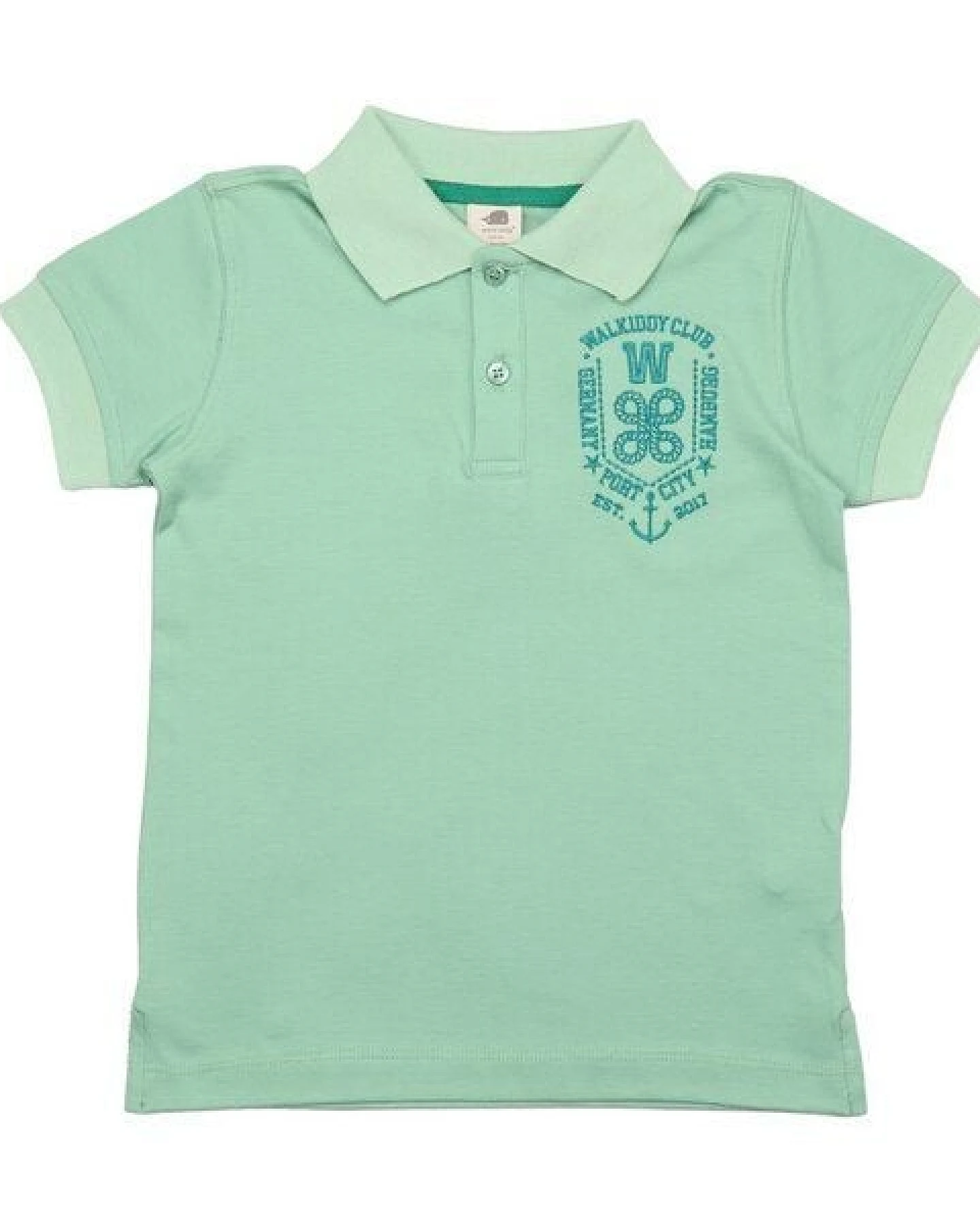 Mädchen Poloshirt GOTS zertifiziert, Bio-Baumwolle, hellgrün, „Meadow“, Kurzarm, weich – Walkiddy – Ansicht 2
