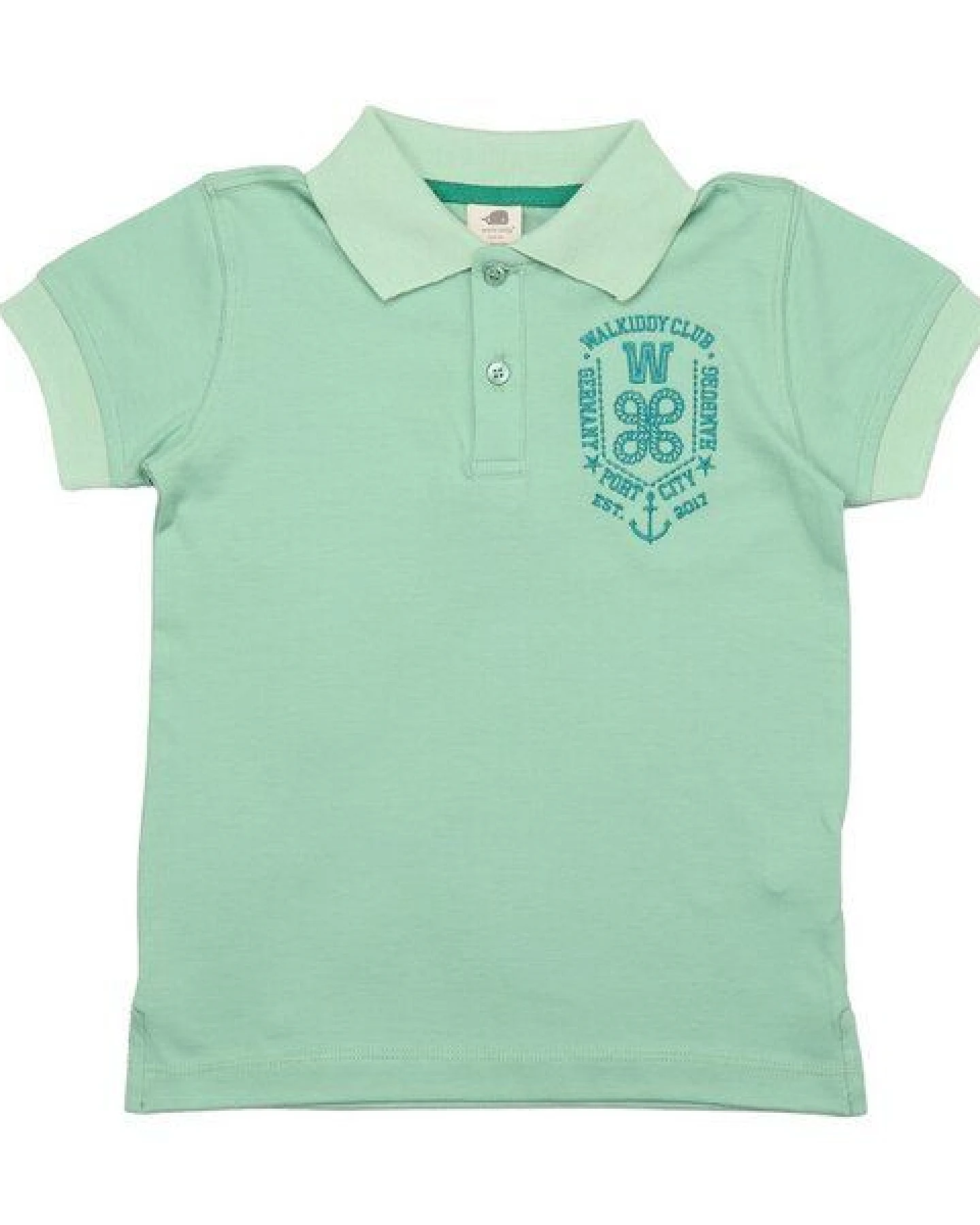 Mädchen Poloshirt GOTS zertifiziert, Bio-Baumwolle, hellgrün, „Meadow“, Kurzarm, weich – Walkiddy – Ansicht 2