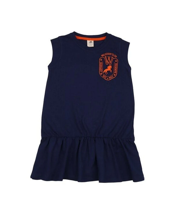 Kinderkleid GOTS zertifiziert, Bio-Baumwolle, dunkelblau, „Blue Depths“, ärmellos, weich & bequem – Walkiddy