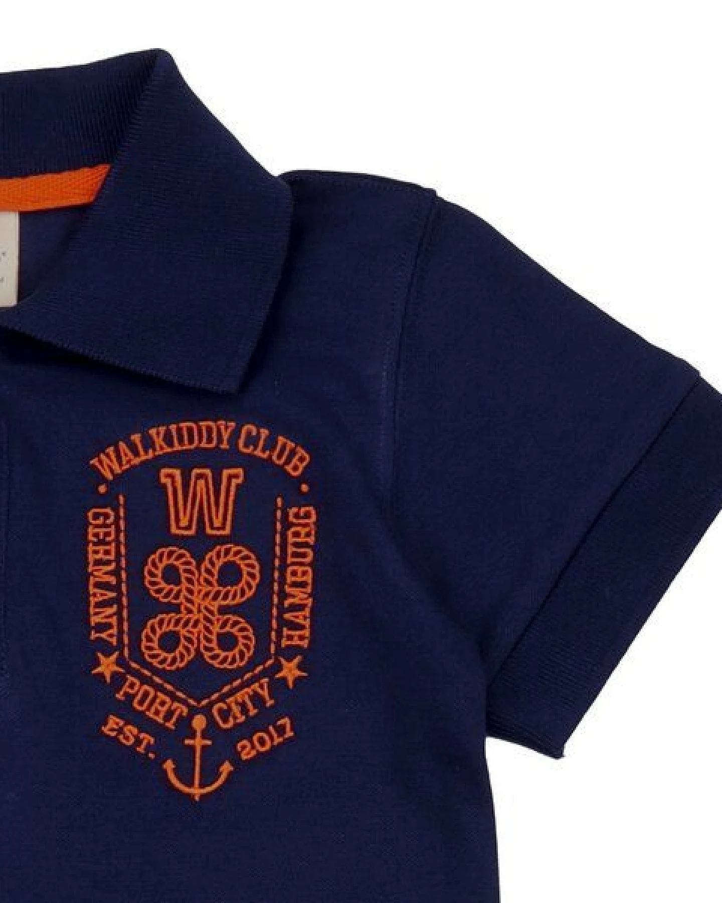 Kinder Poloshirt GOTS-zertifiziert aus Bio-Baumwolle, dunkelblau „Blue Depths“ mit Kragen & Knopfleiste – Walkiddy, weich & alltagstauglich – Ansicht 3